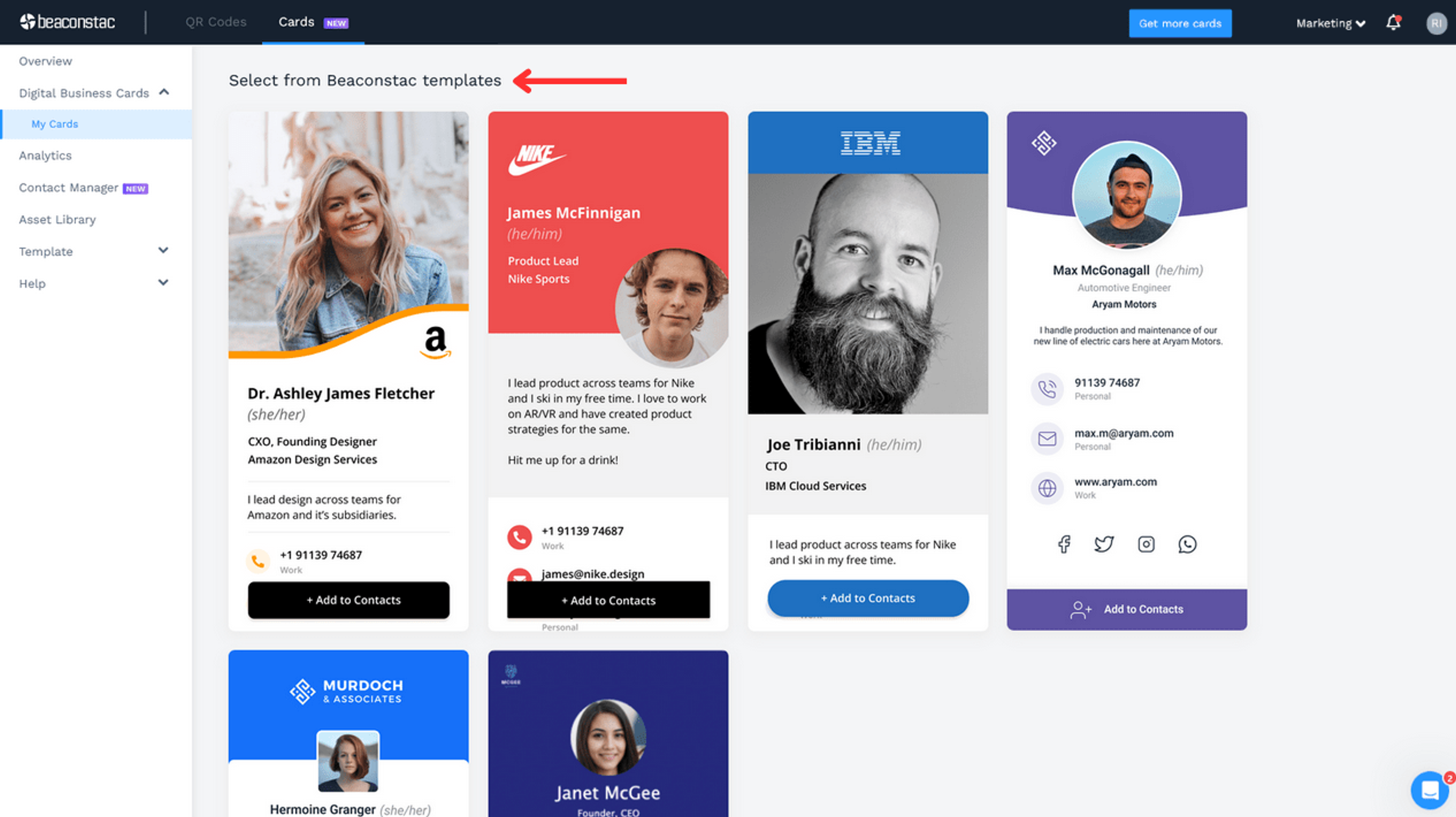 Select your preferred card template from the many options available