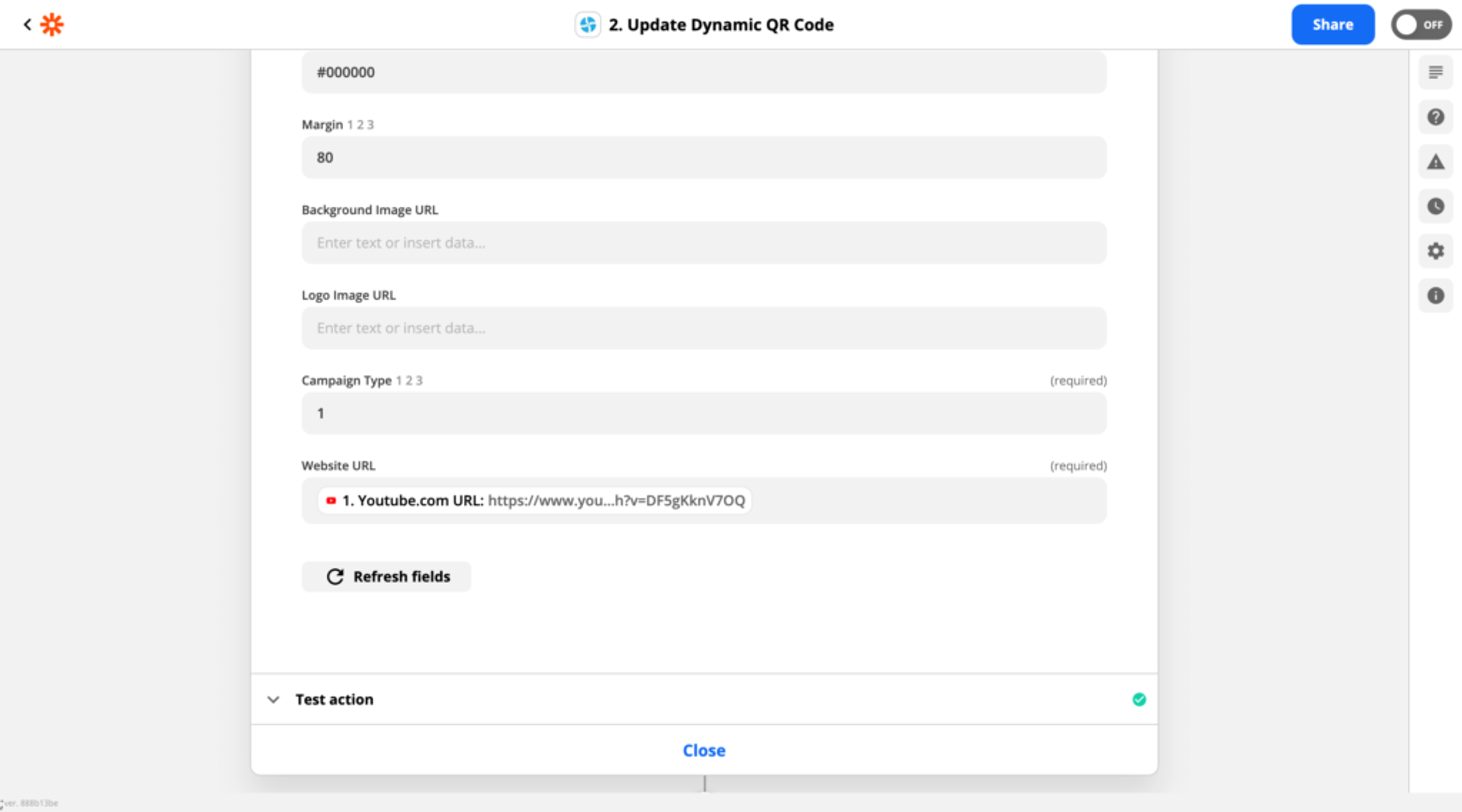 Set up action in Zapier