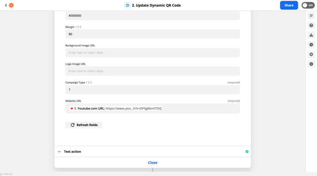 Set up action in Zapier