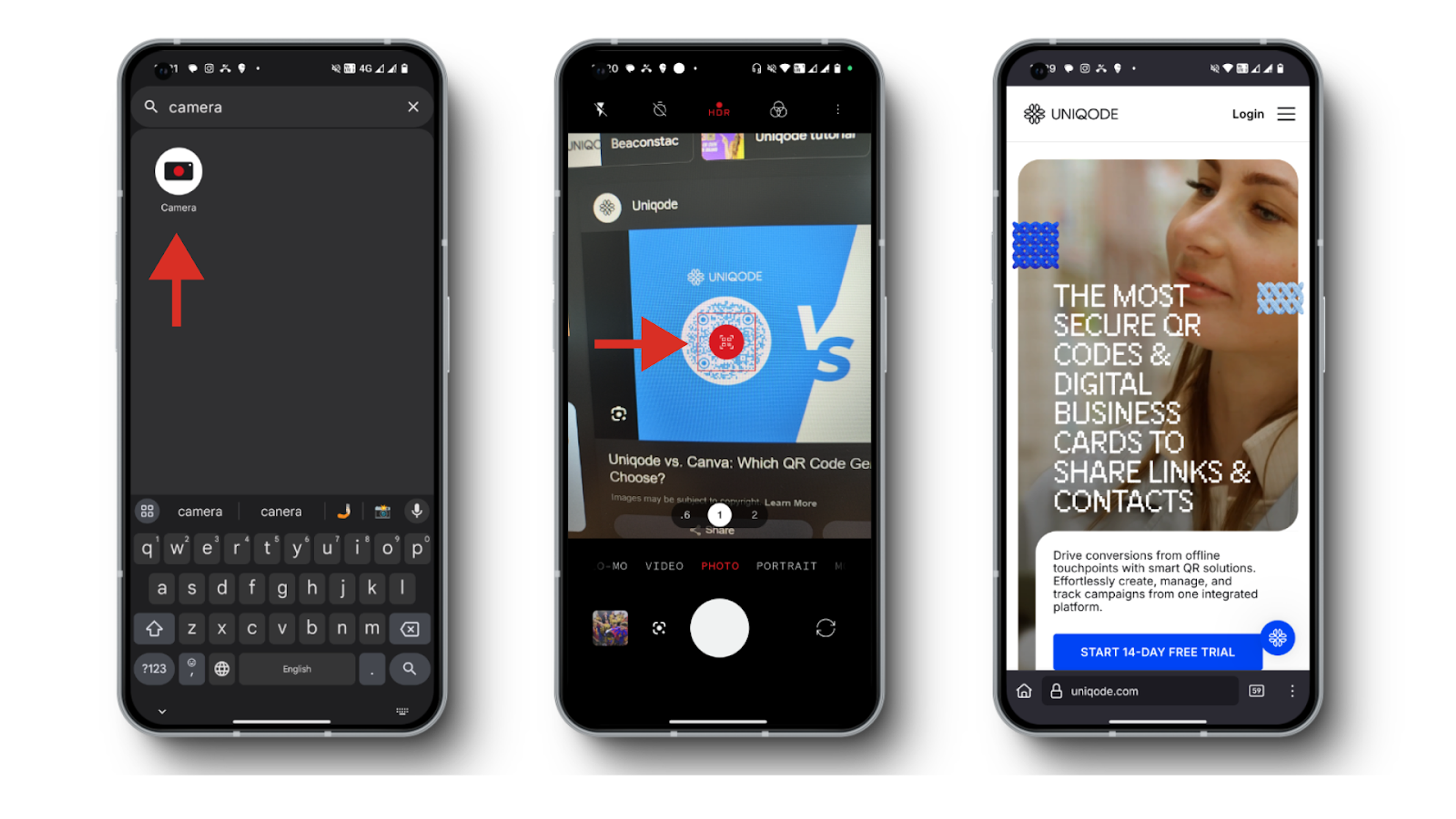 Steps to showcase how to scan qr codes with android phones