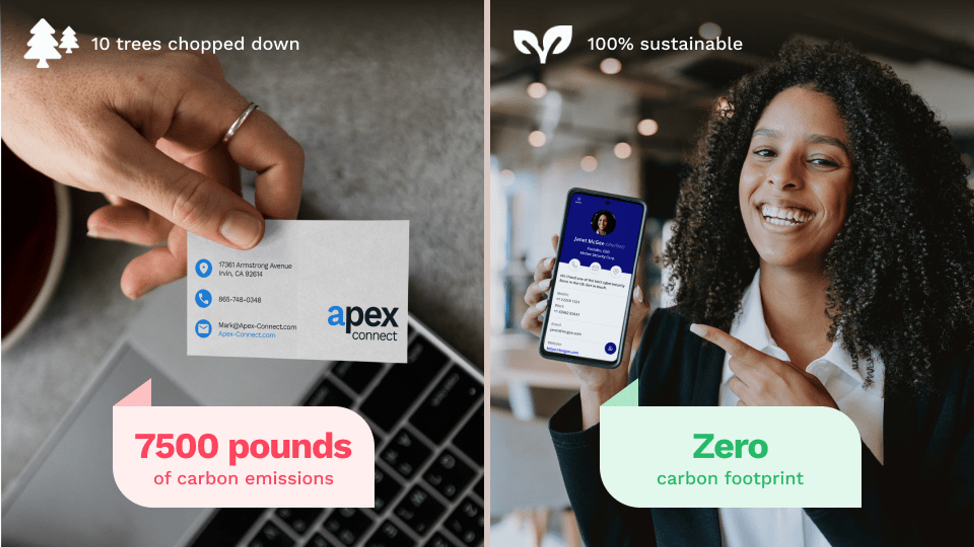 Environmentally friendly digital business cards 