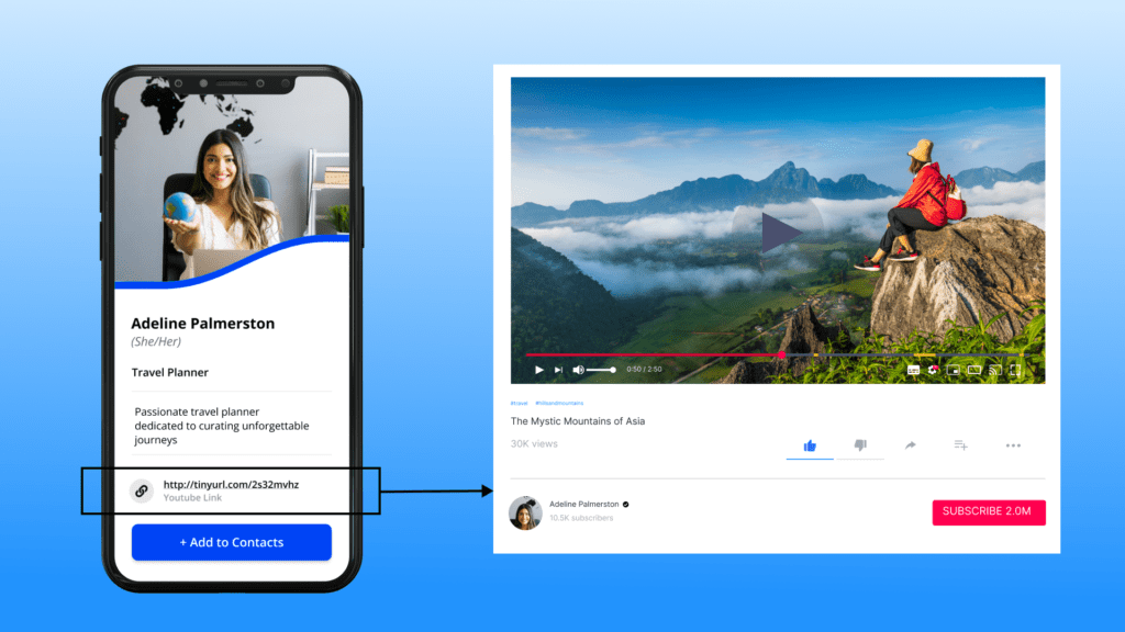 YouTube business card template for travel agents