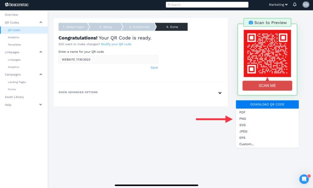 Download the white QR Code
