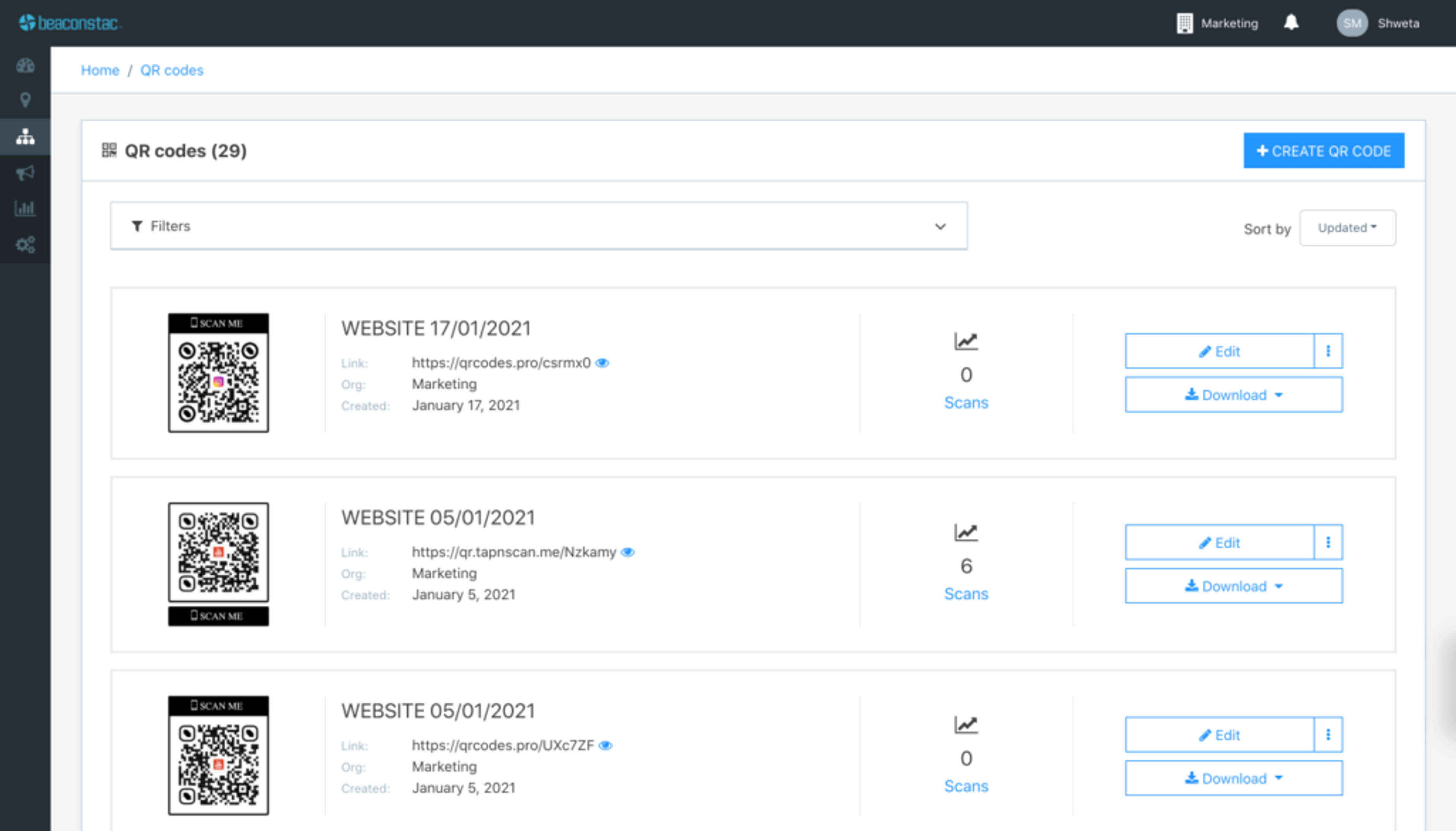 Log on to the Uniqode dashboard