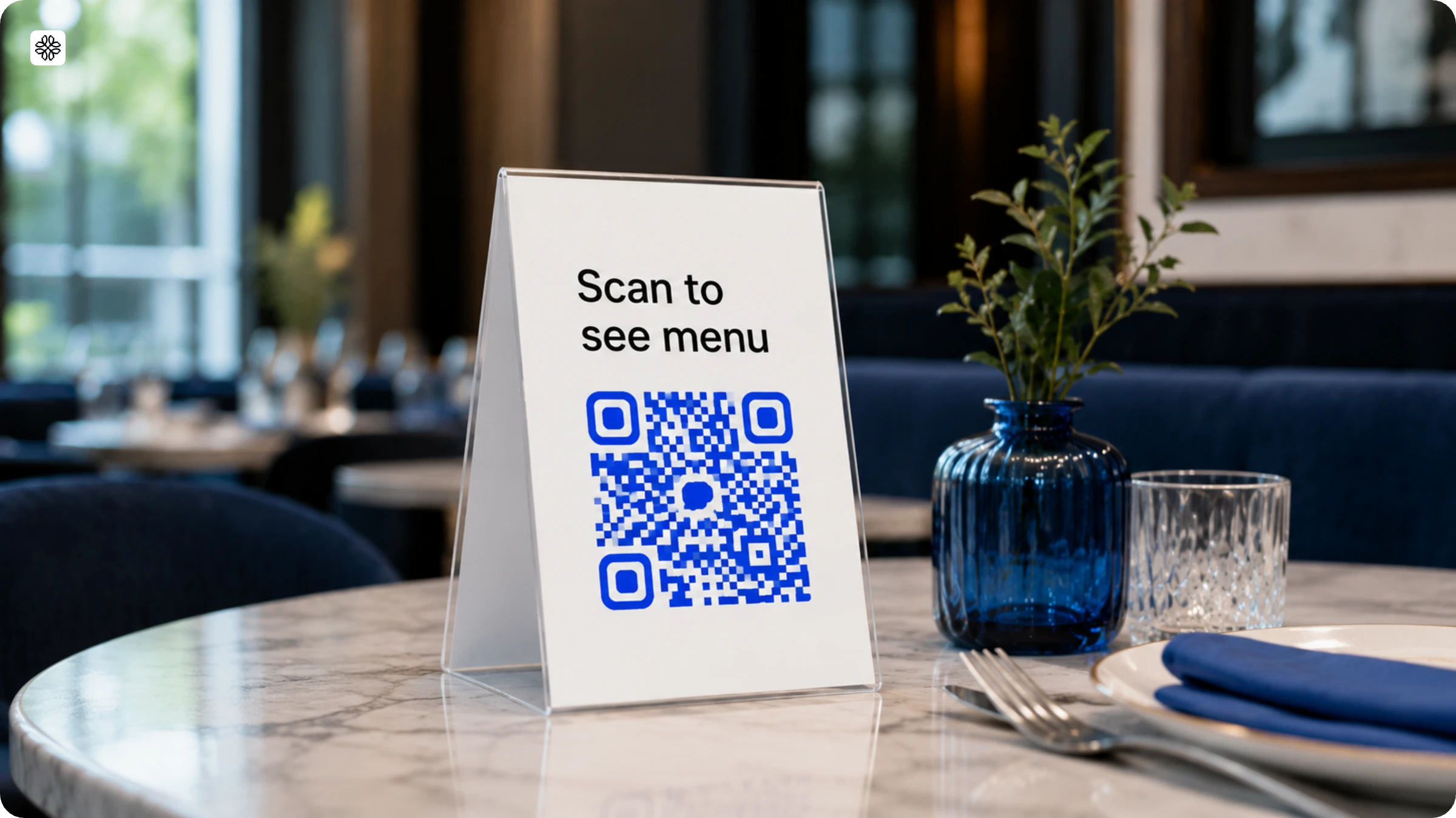 menu QR Code placed on a restaurant table