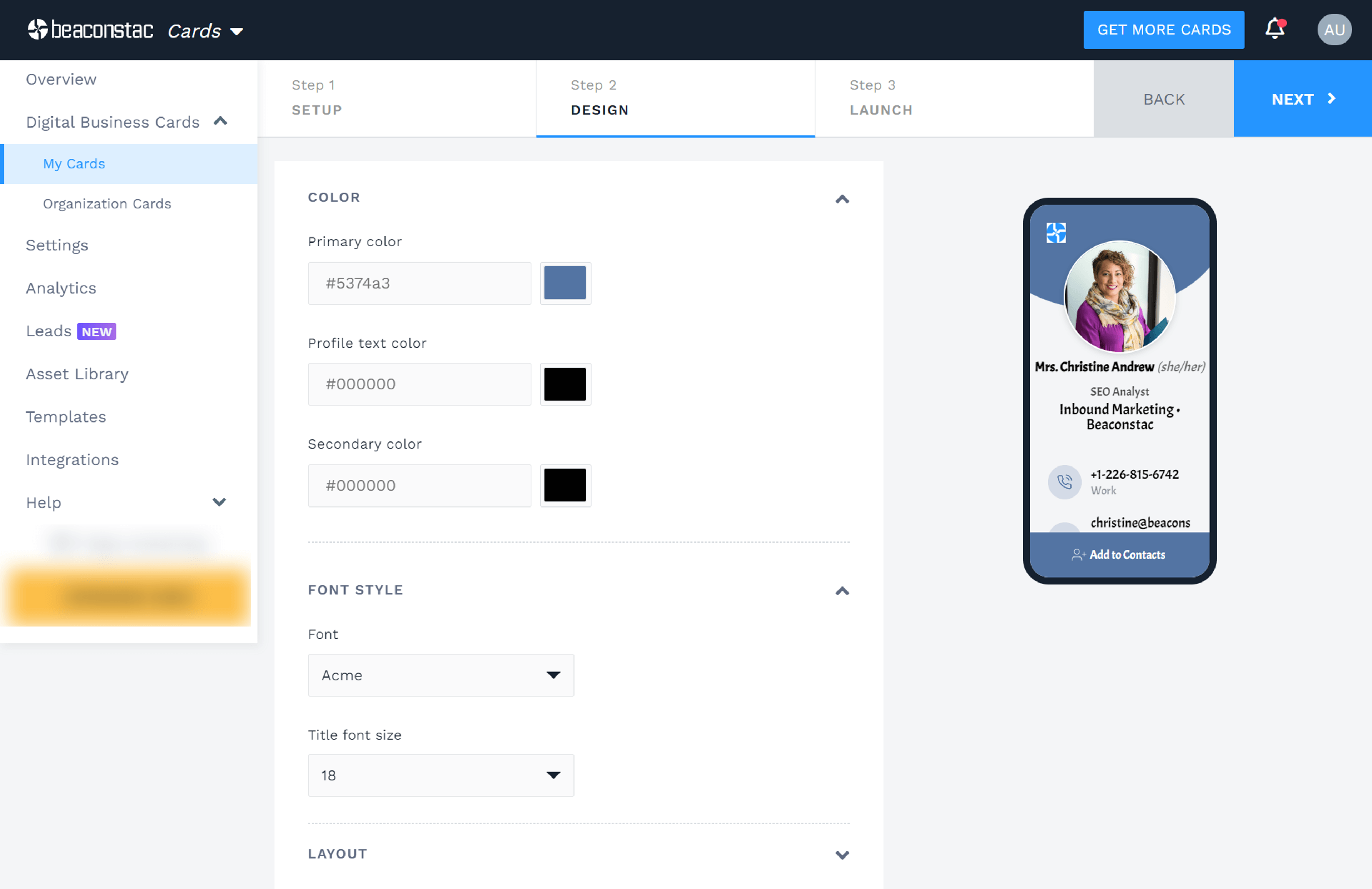 Update the design of your digital business card