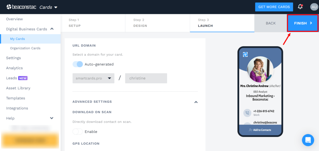 Save the changes made to the digital business card