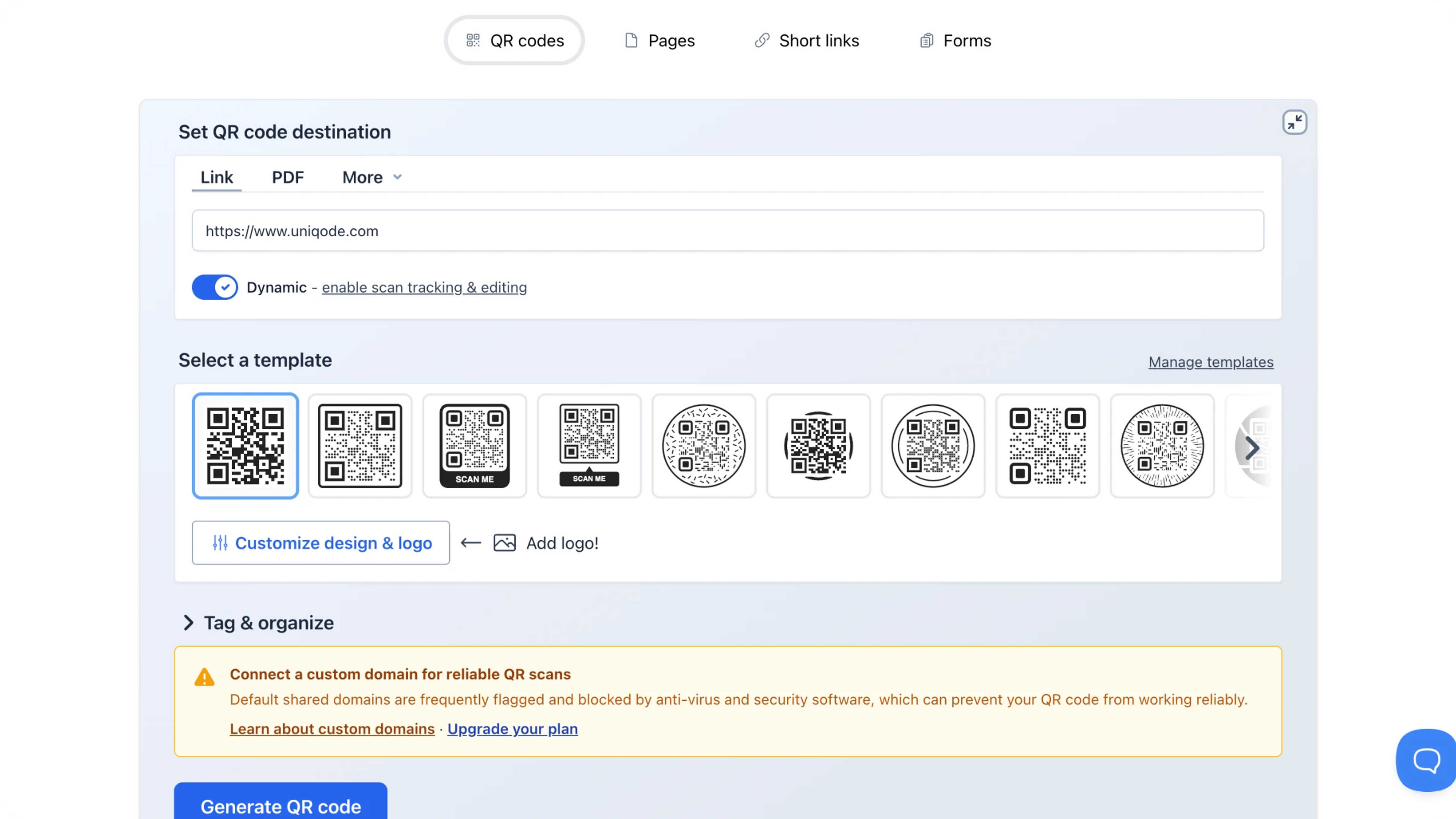 QR Tiger QR Code generator
