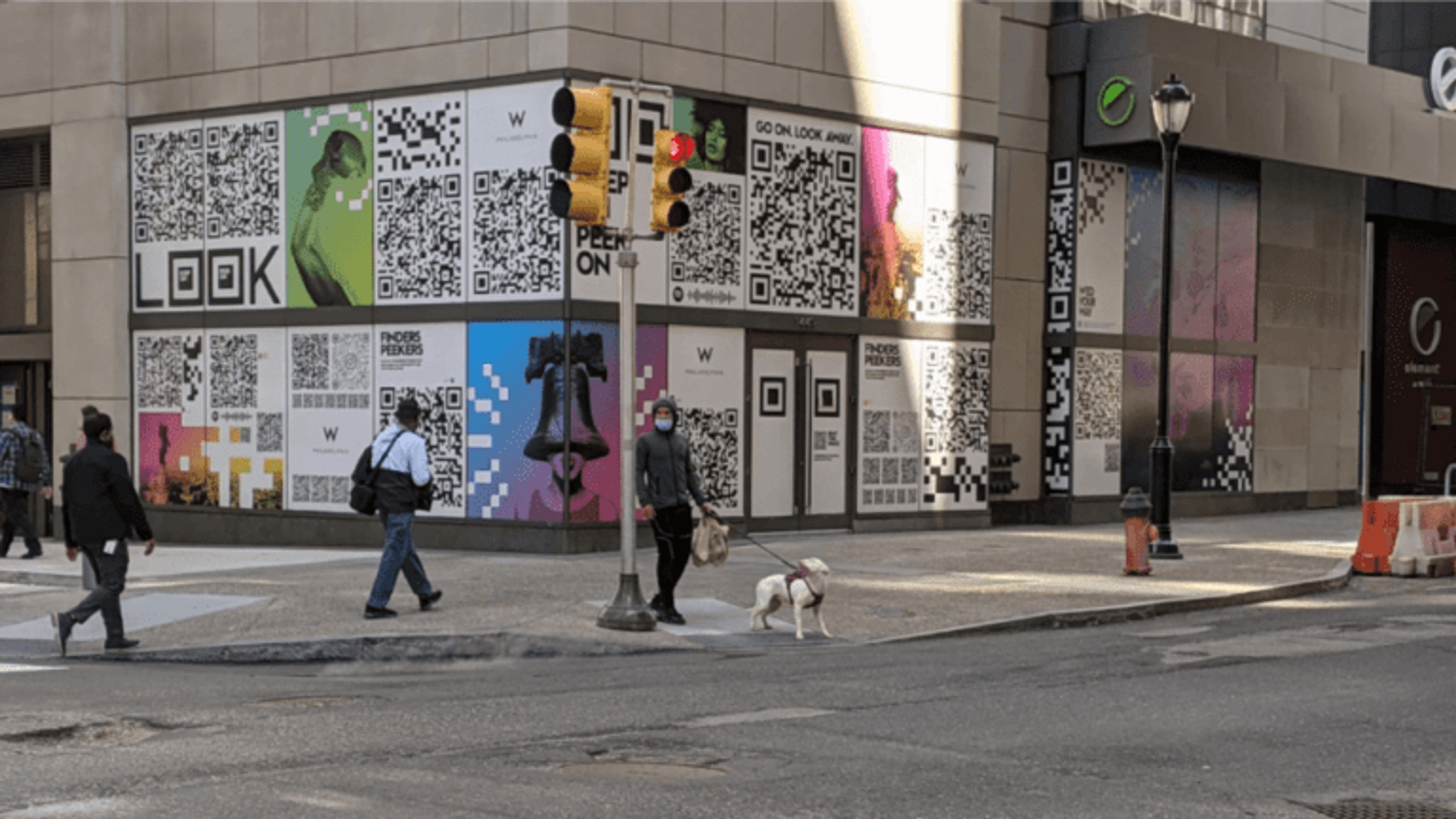 QR Codes outside a Philadelphia hotel construction site