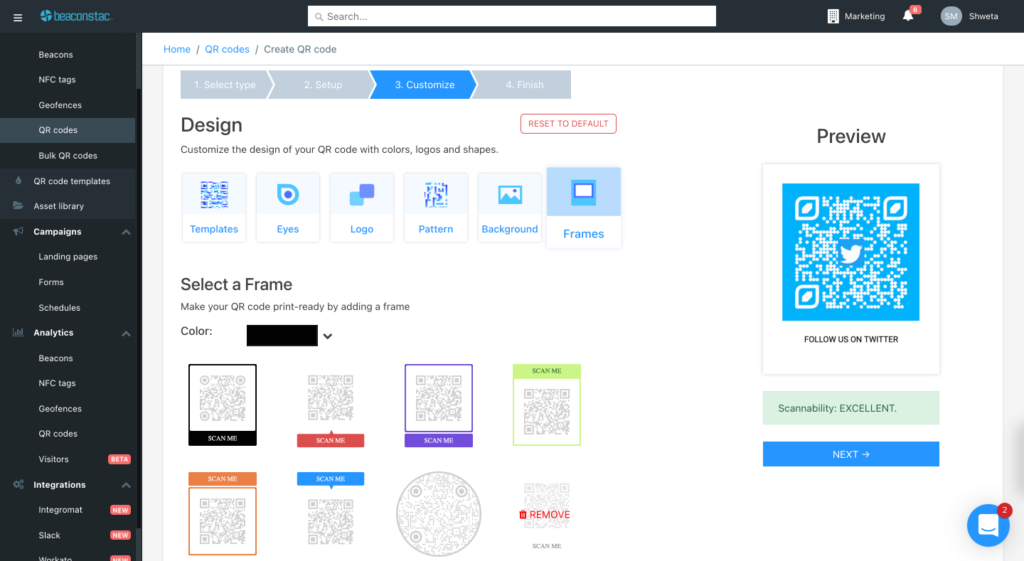 Customize the Twitter QR Code
