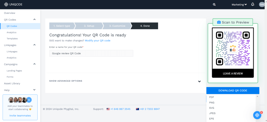 Download the Google review QR Code