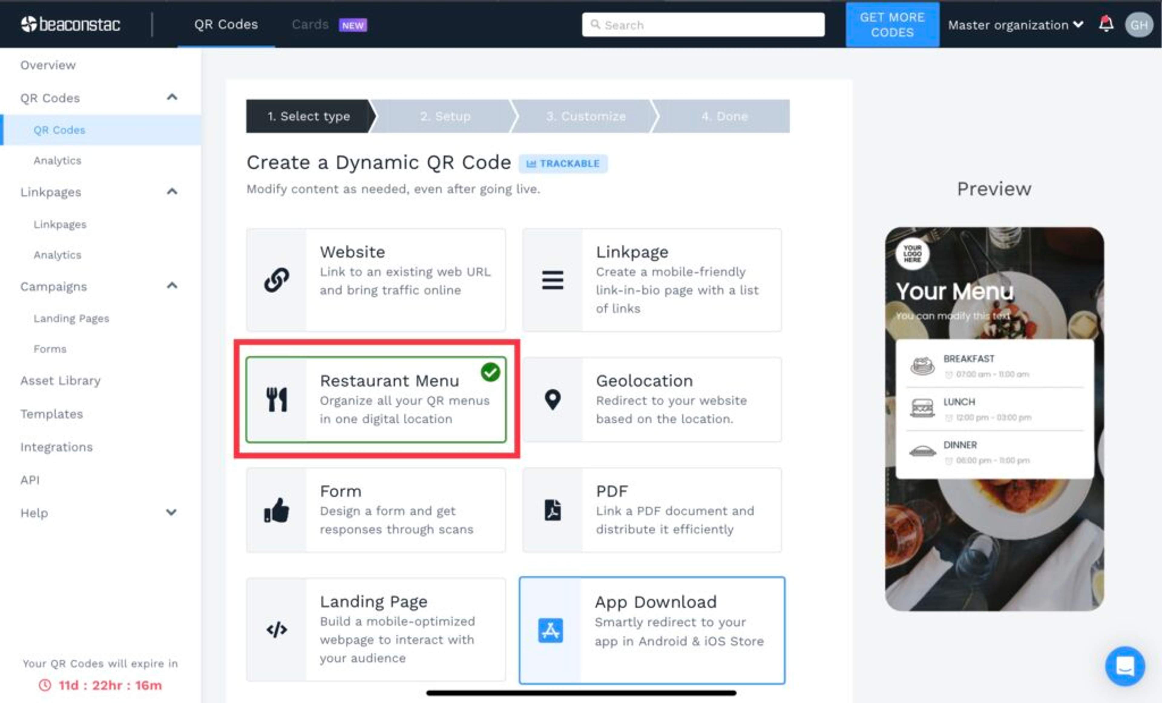 Choose your campaign of choice, based on your use case