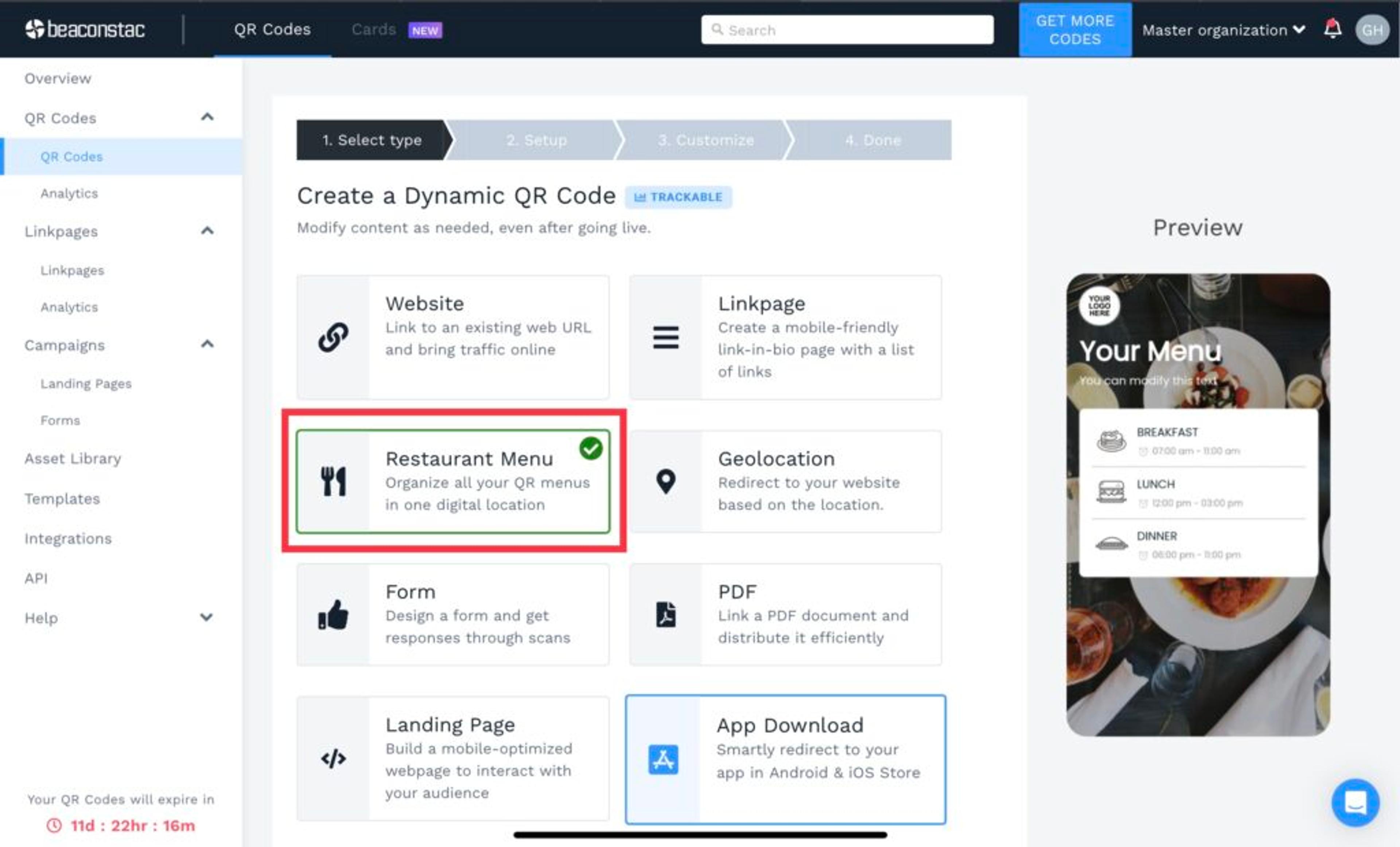 Choose your campaign of choice, based on your use case