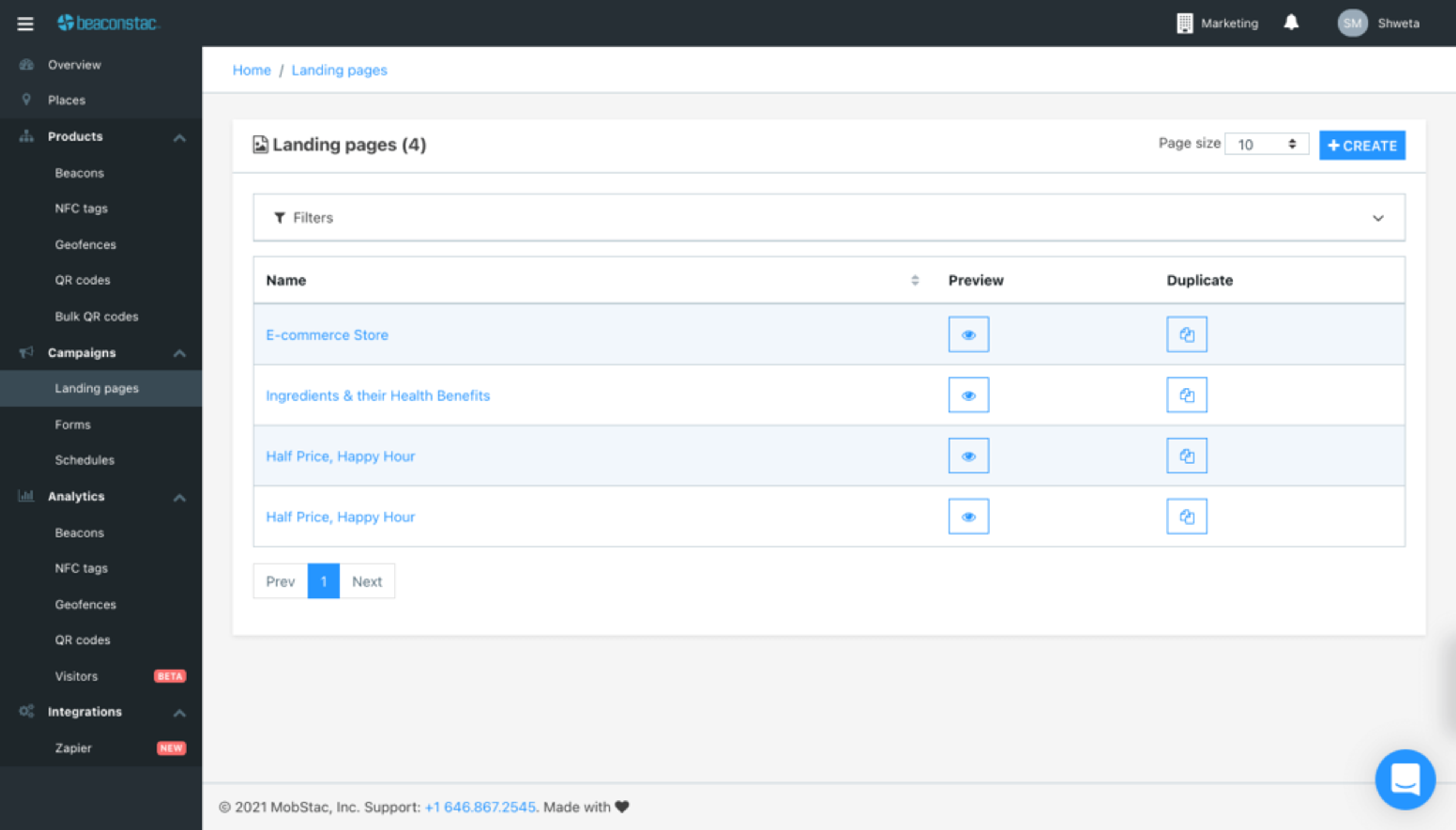 Create a new landing page