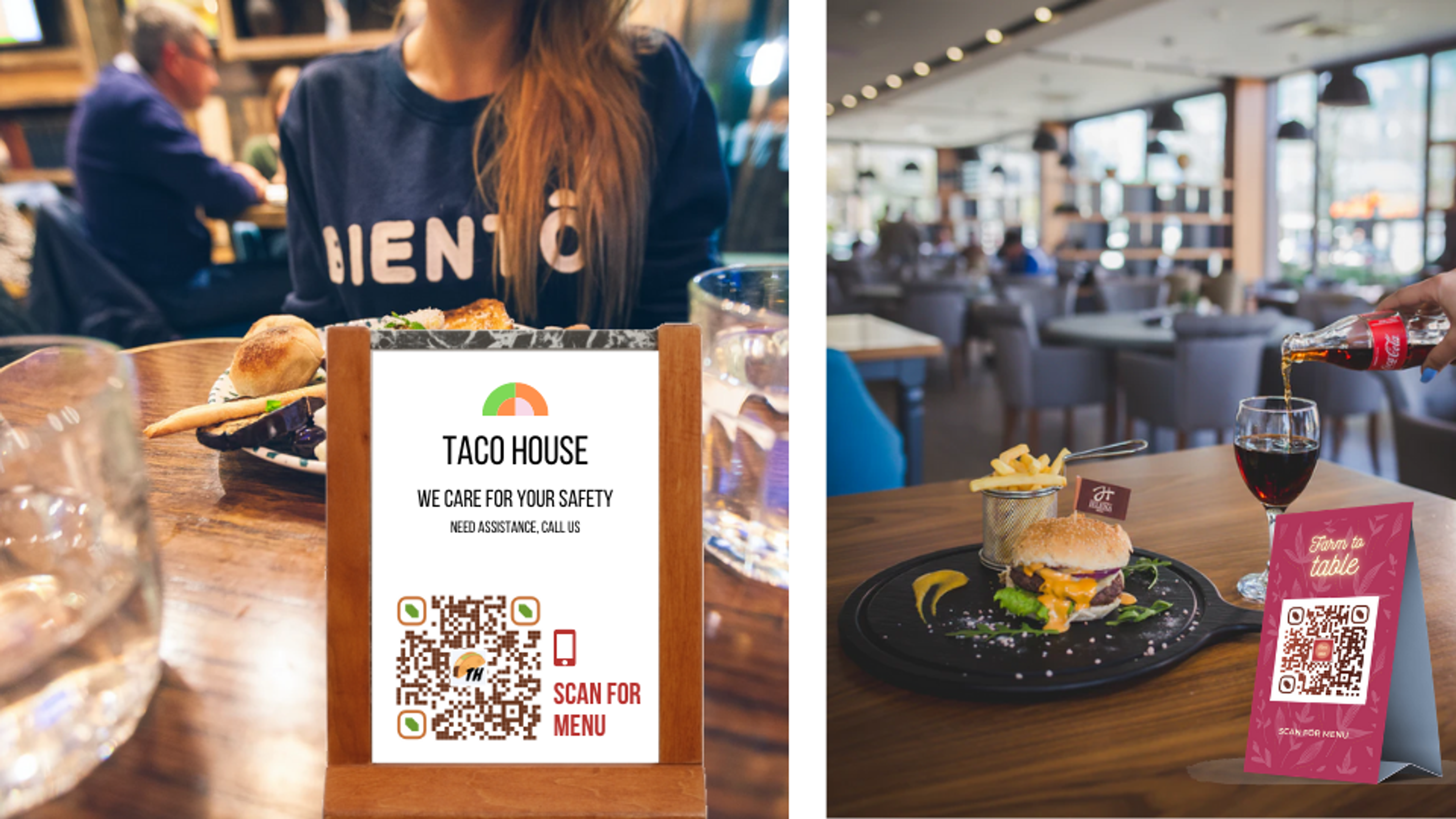 QR Code menu on restaurant table