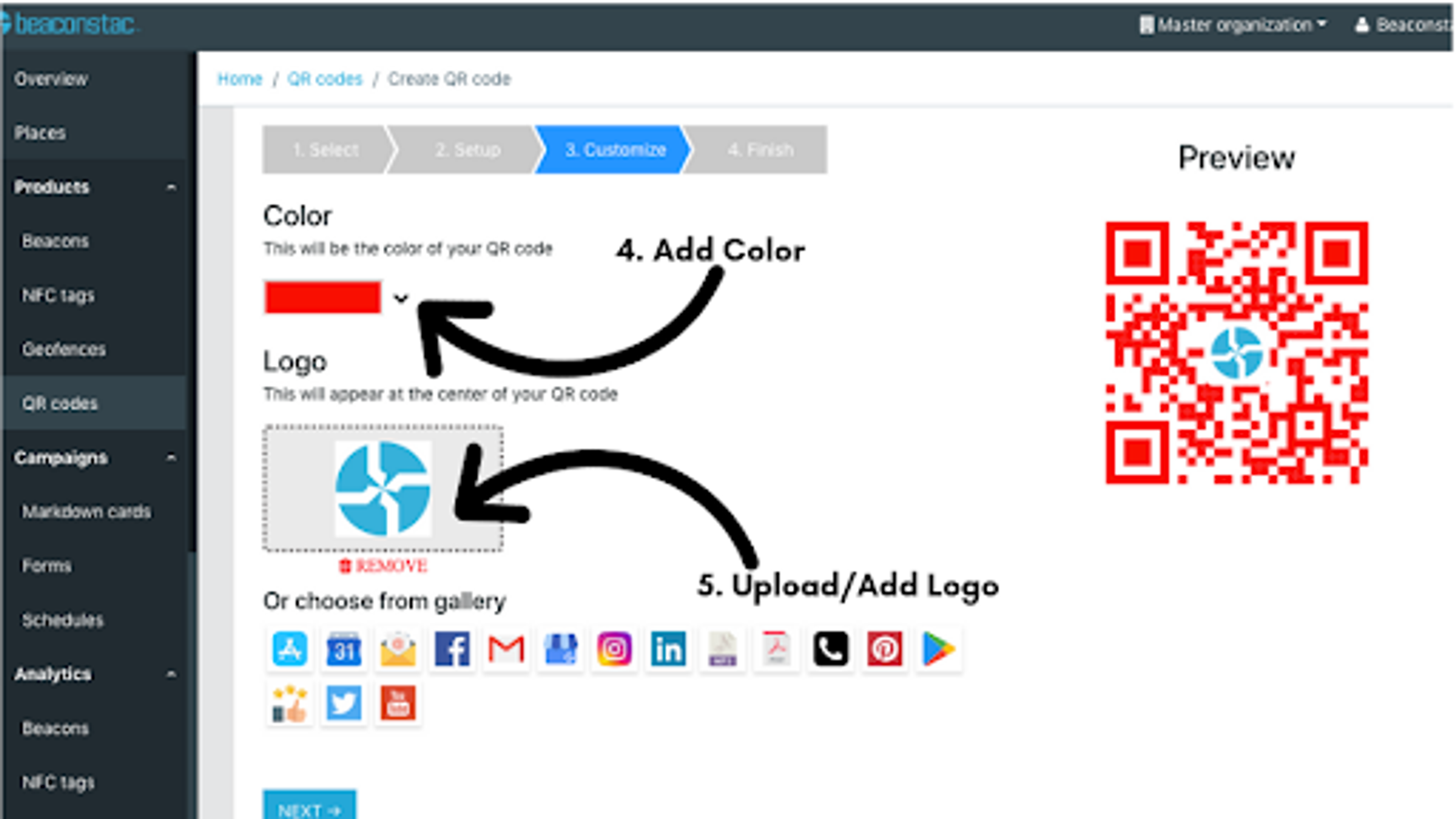 Customize your scavenger hunt QR Code