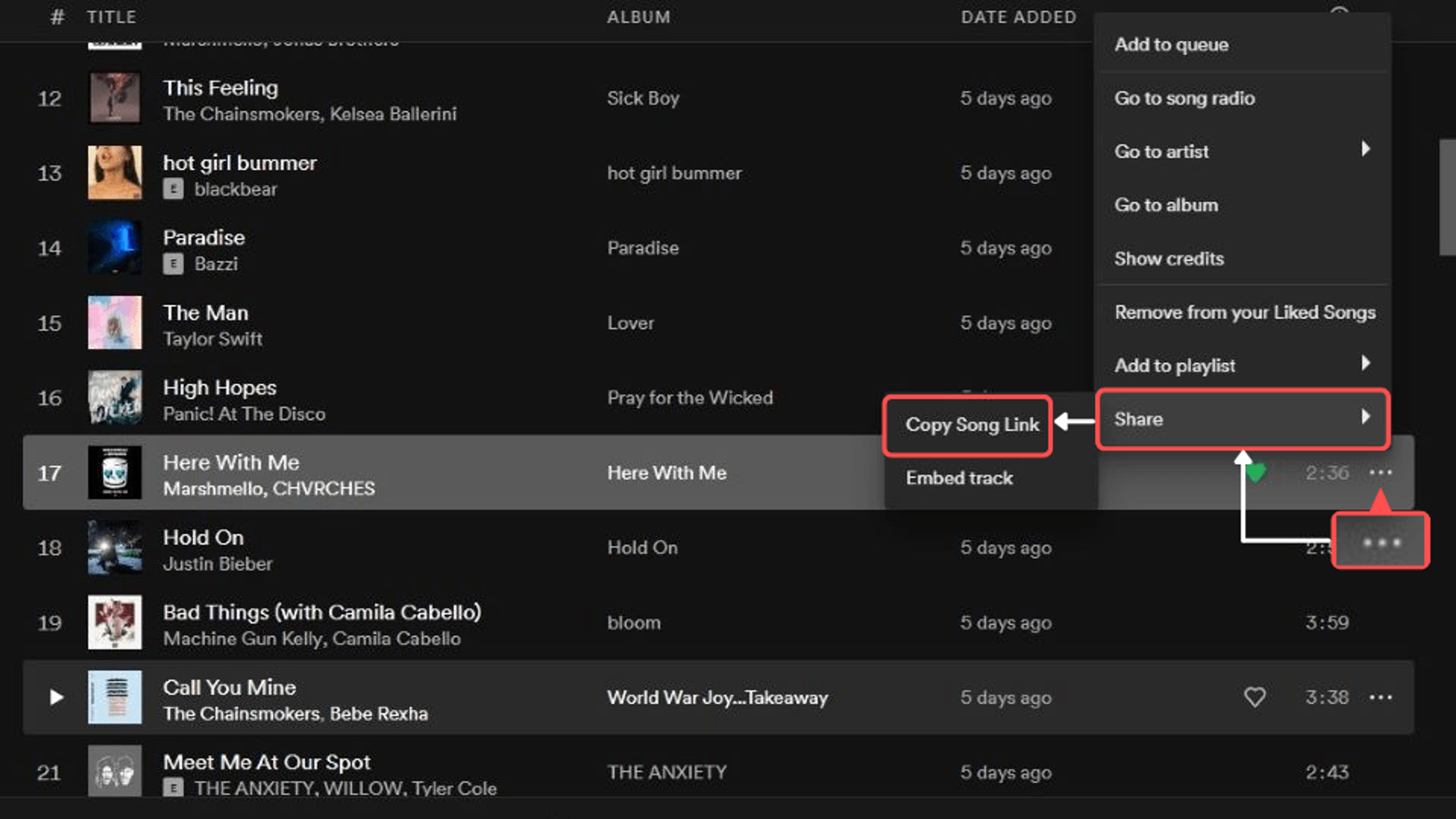 Copying the Spotify content link to be pasted on Uniqode