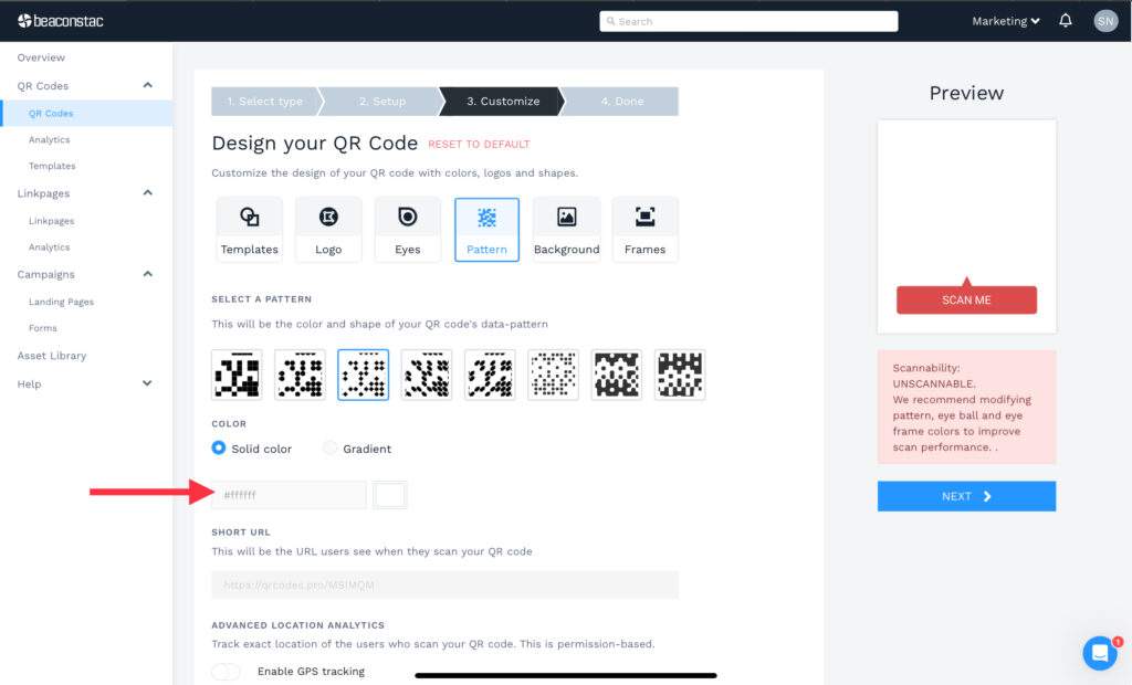 Customize the color of the QR Code