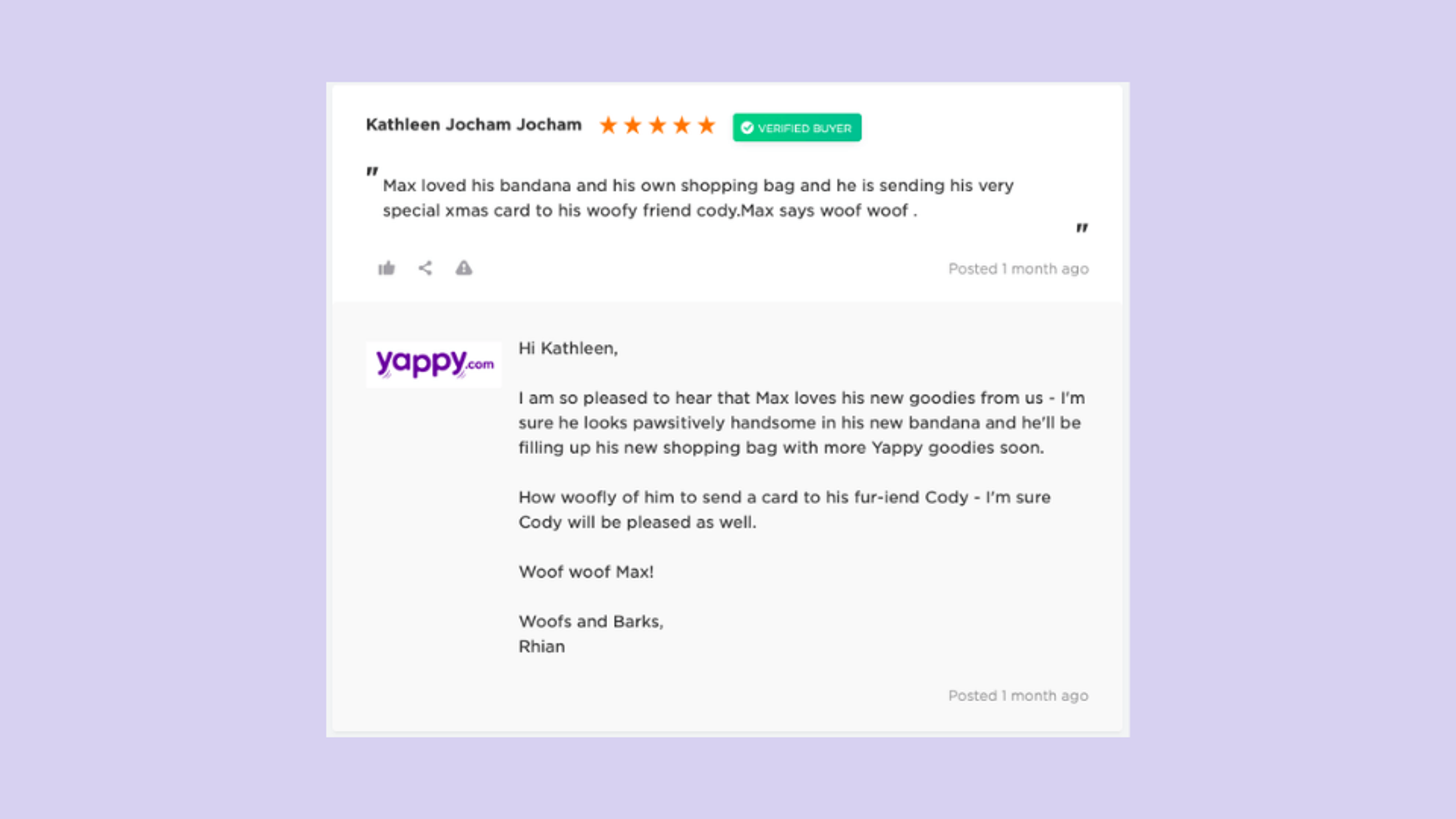 Respond to positive product reviews