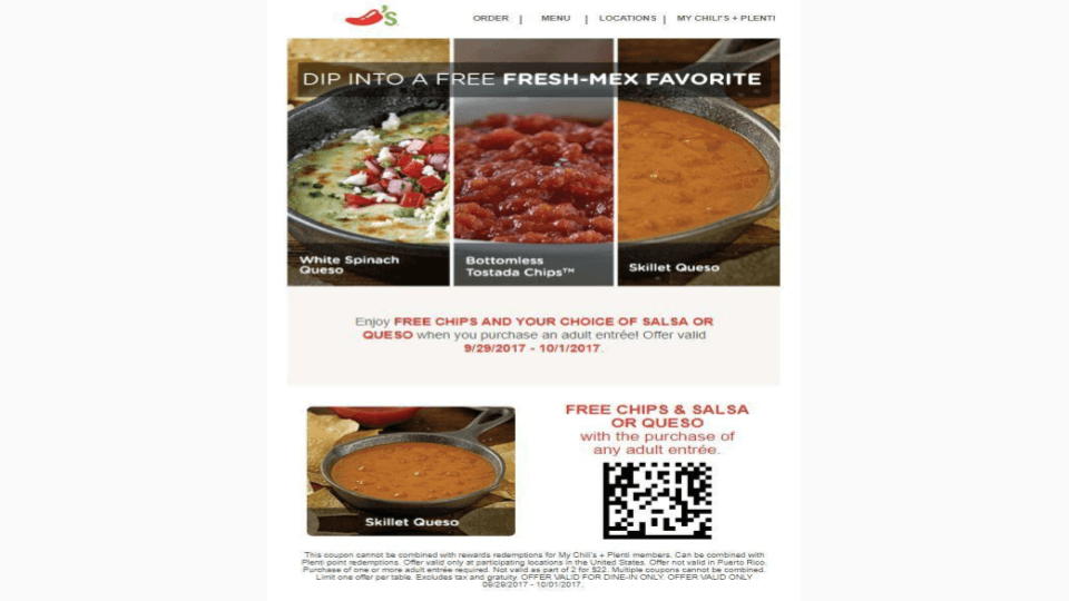 Chili’s uses QR Codes for raising funds and making scannable menus