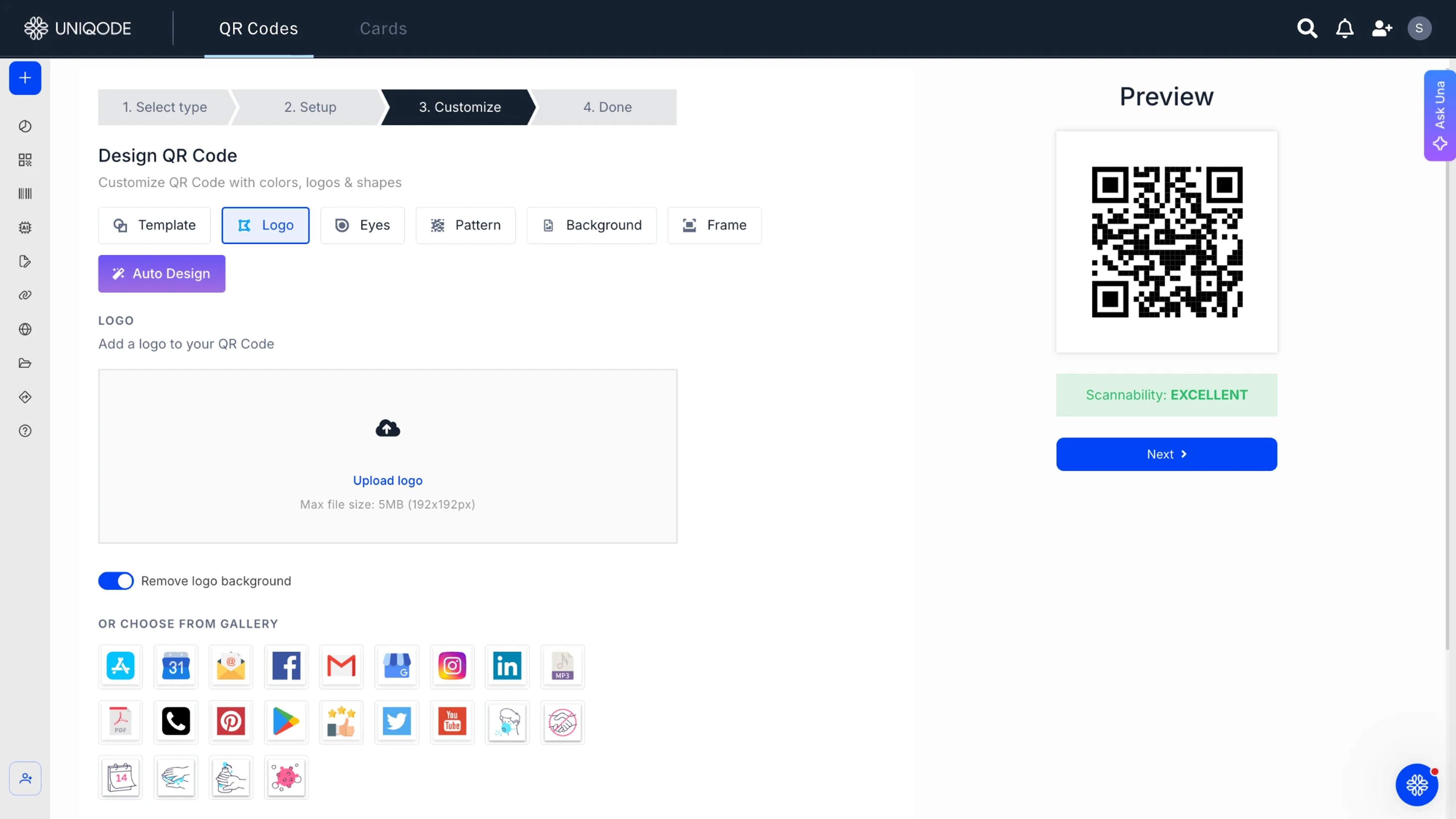 Upload the image as a logo