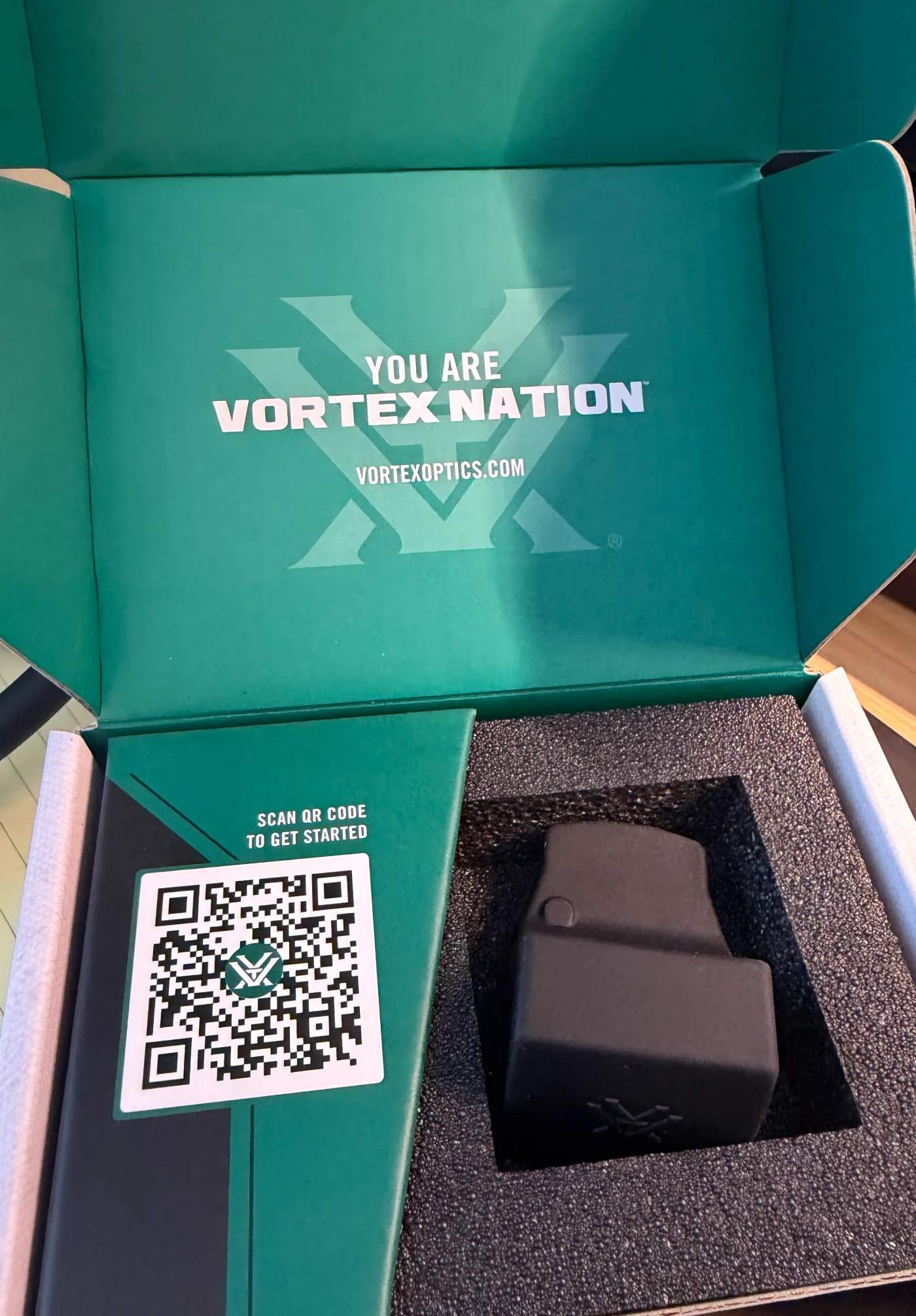 vortex nation uses a CTA under their packaging QR Code