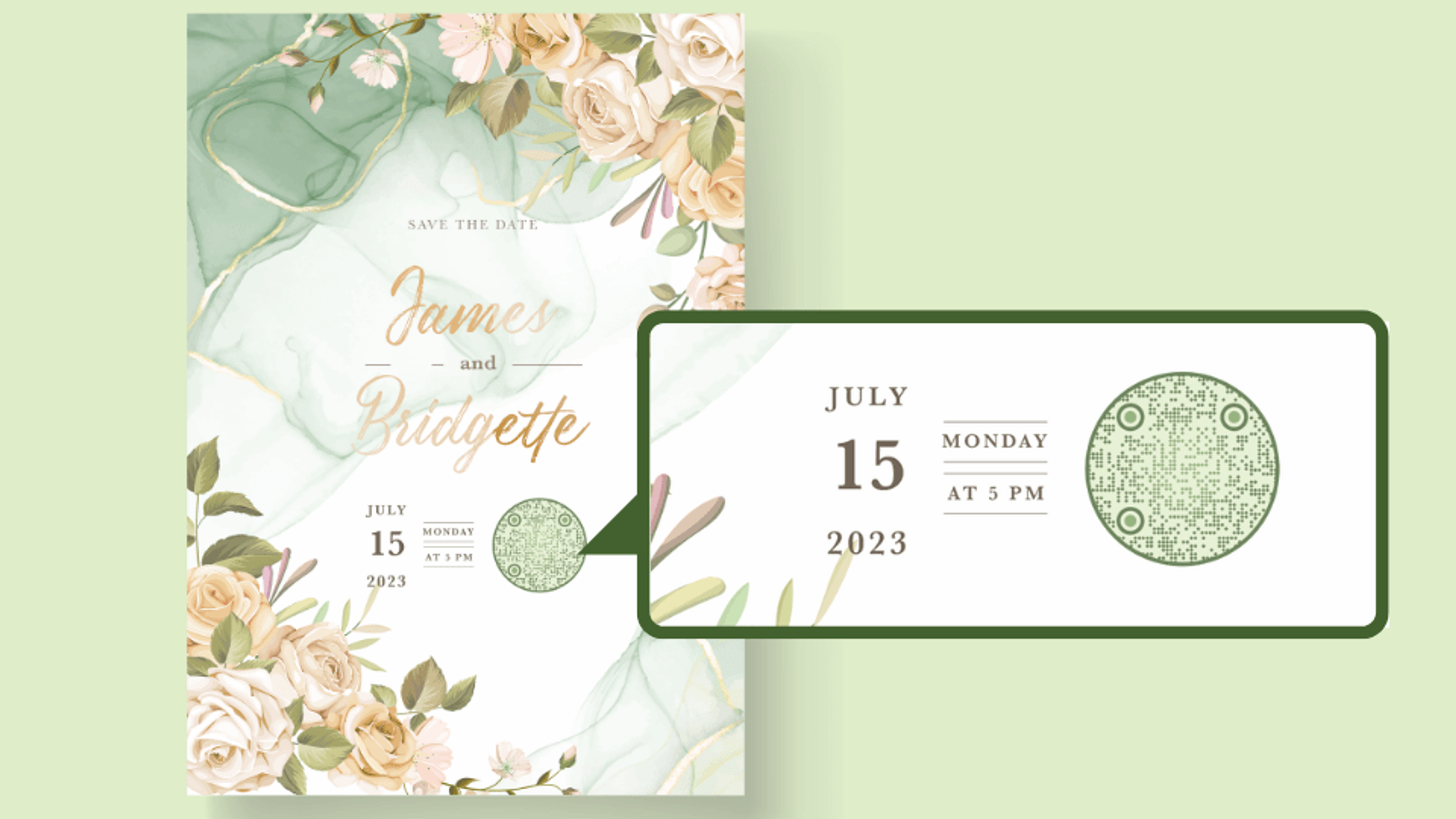Create a calendar QR Code for wedding RSVP