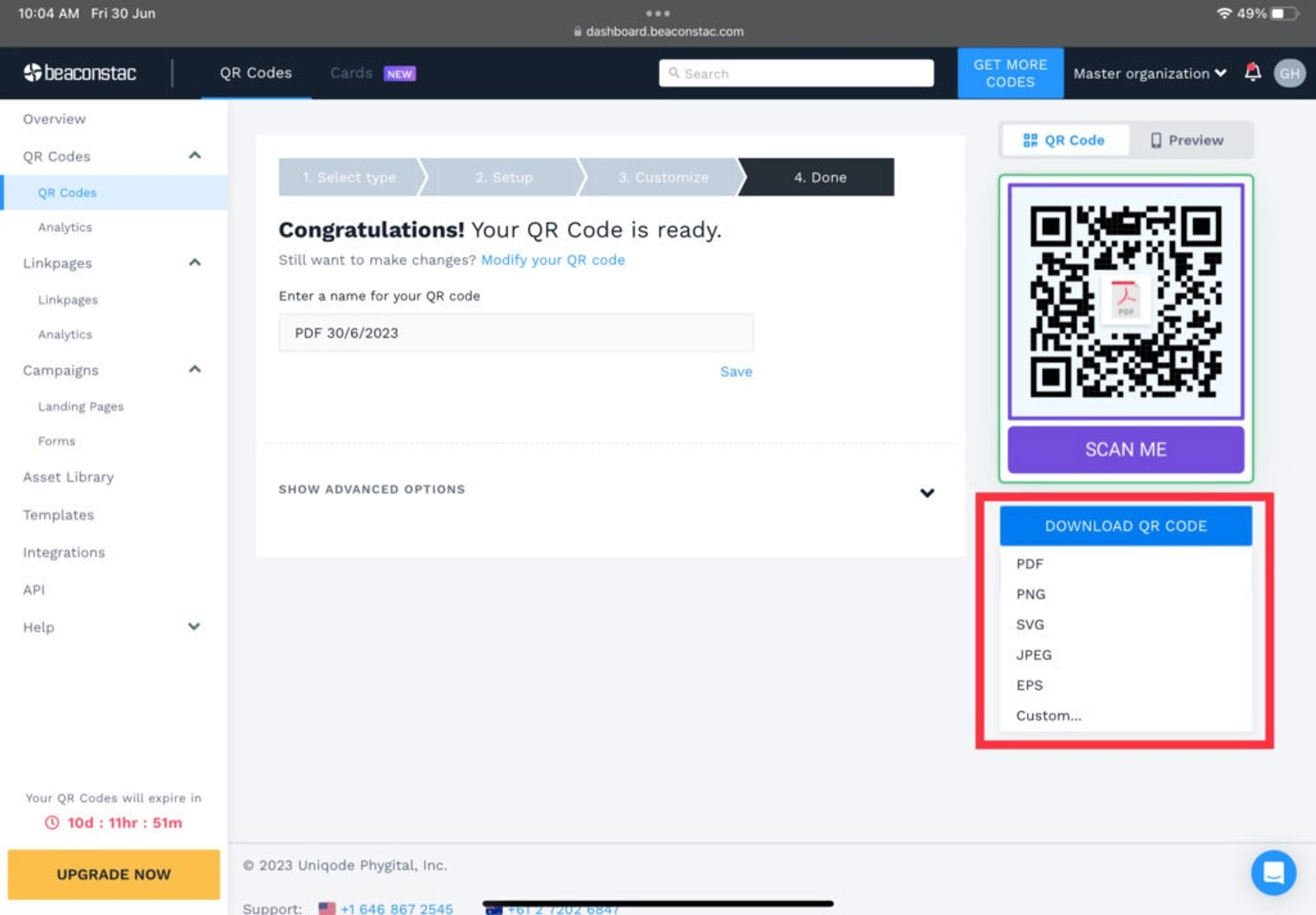 Download the PDF QR Code in your desired format
