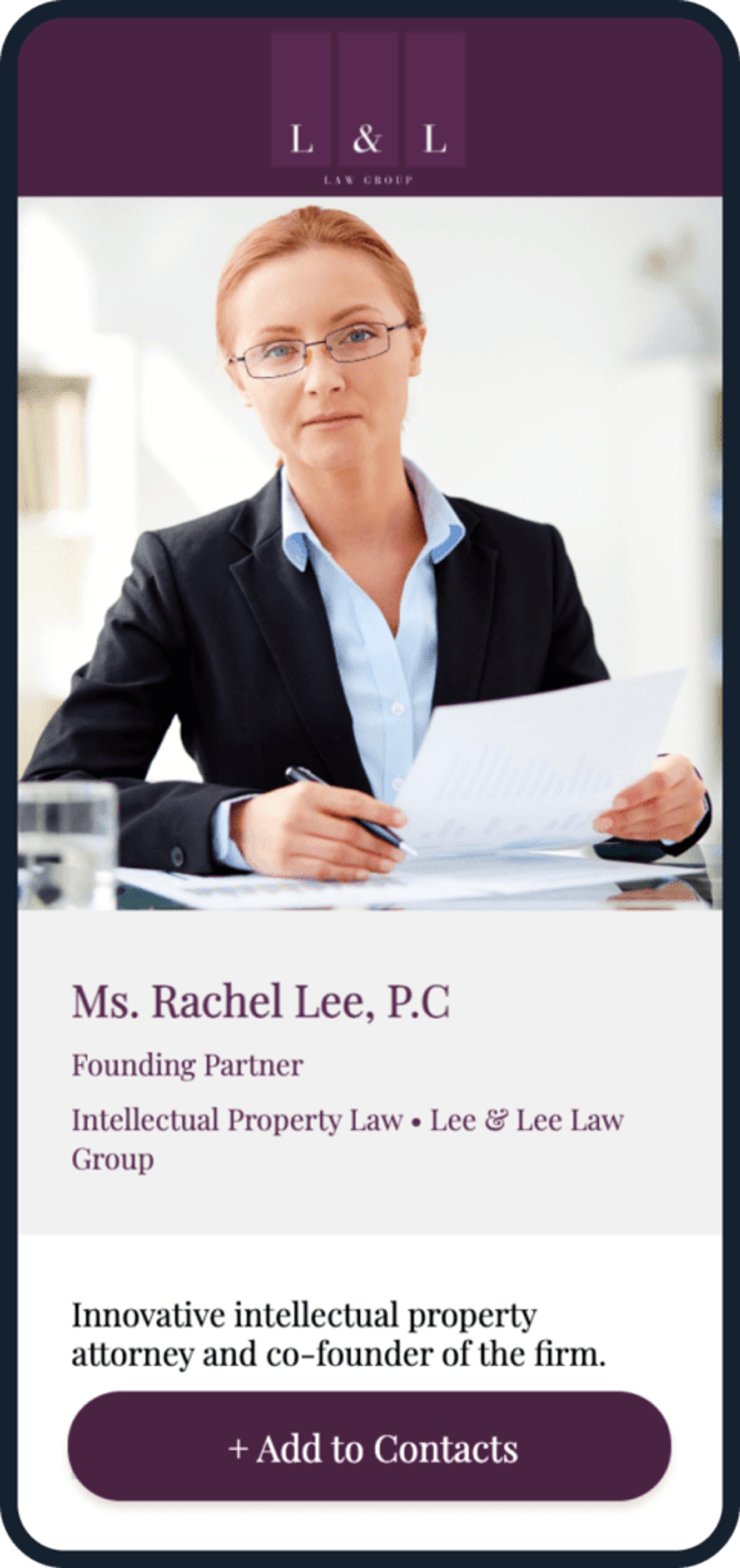 Digital business card template for lawyers