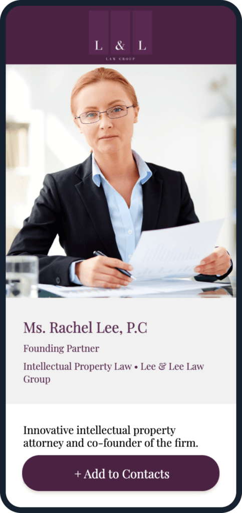 Digital business card template for lawyers