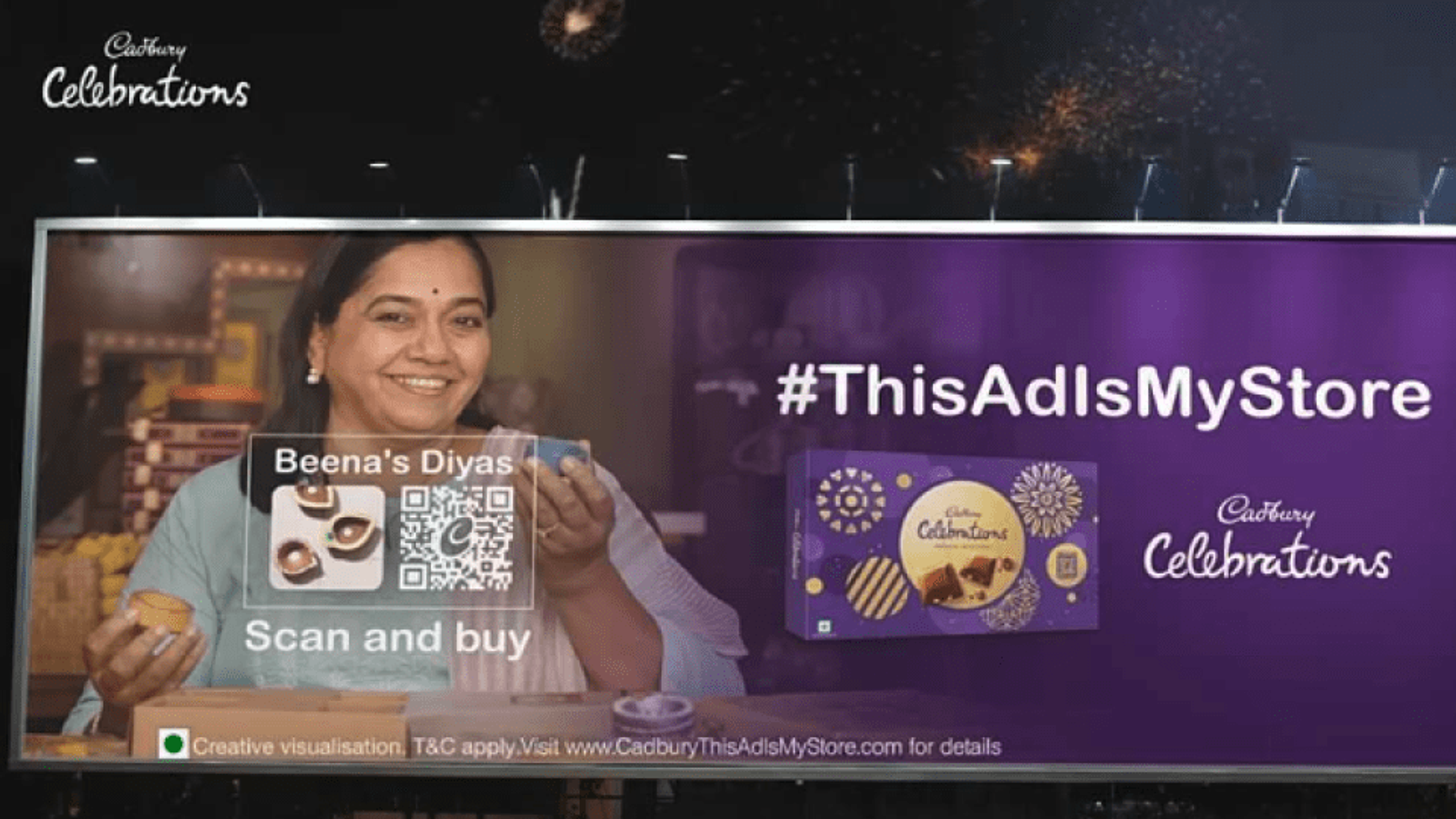 Small business Diwali campaign by Cadburys using white QR Codes