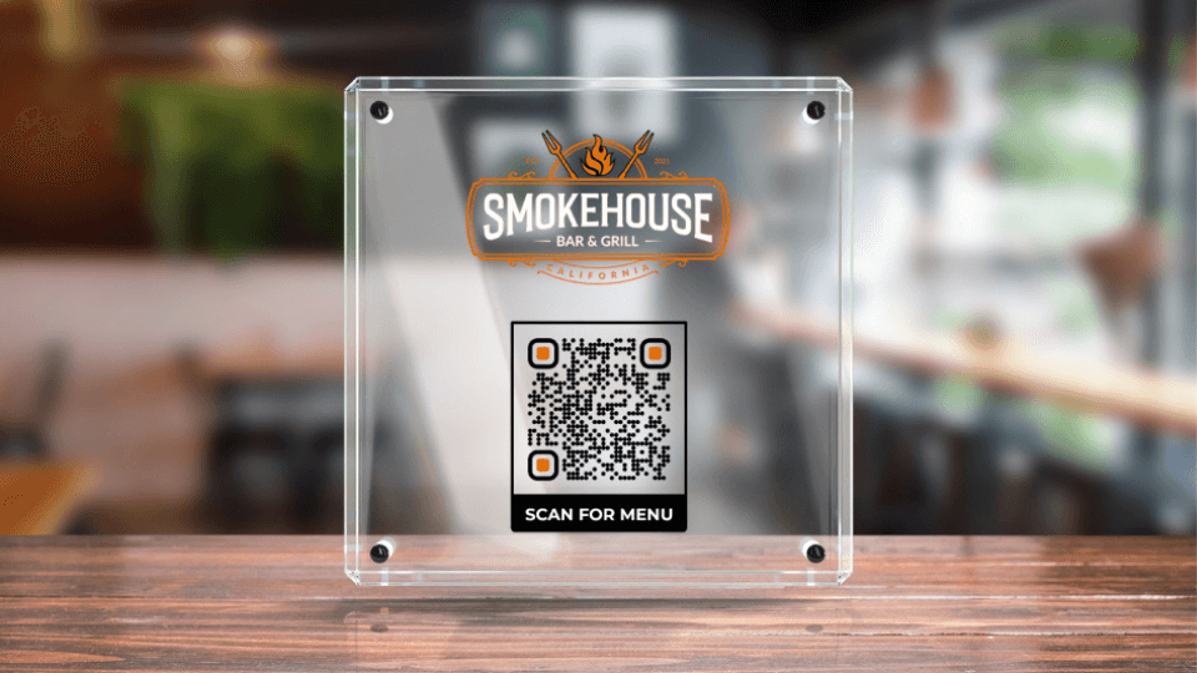 A transparent QR Code on restaurant menu