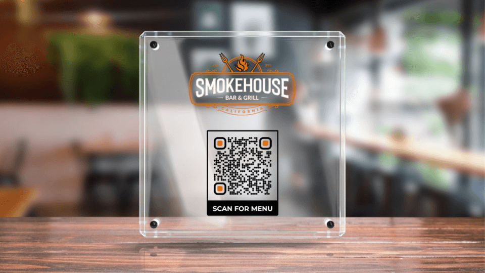 A transparent QR Code on restaurant menu