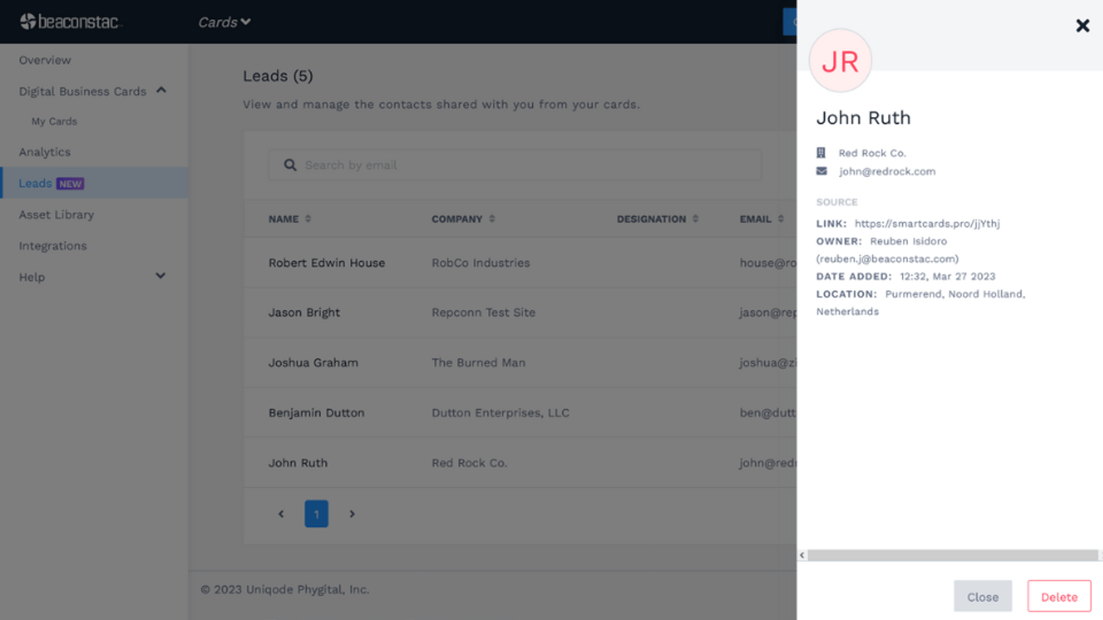 click on the information button next to the captured lead to view all of its details