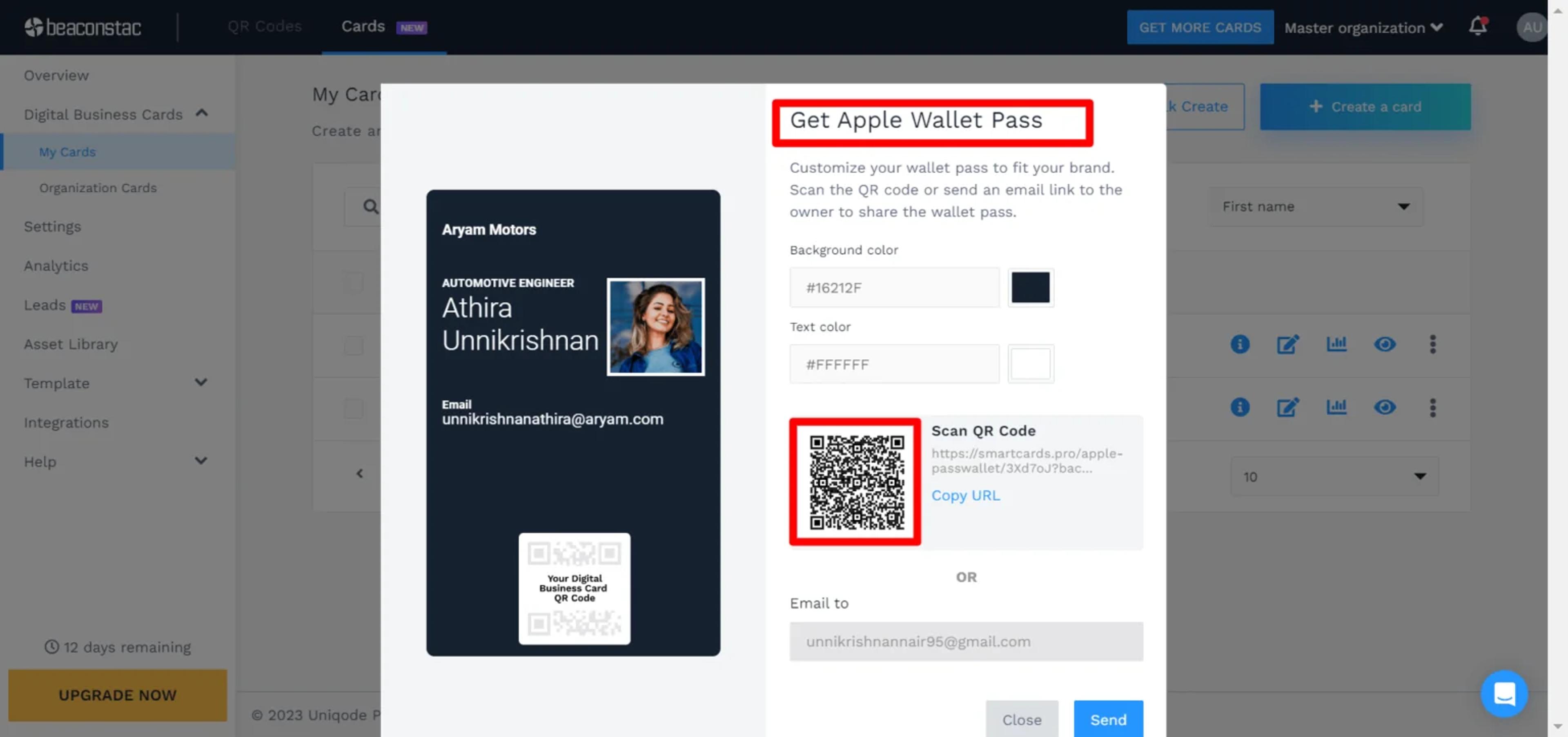 Add business card to Apple Wallet via QR Code
