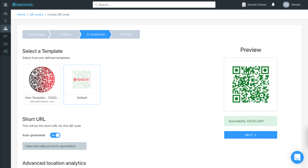 Select a QR Code template