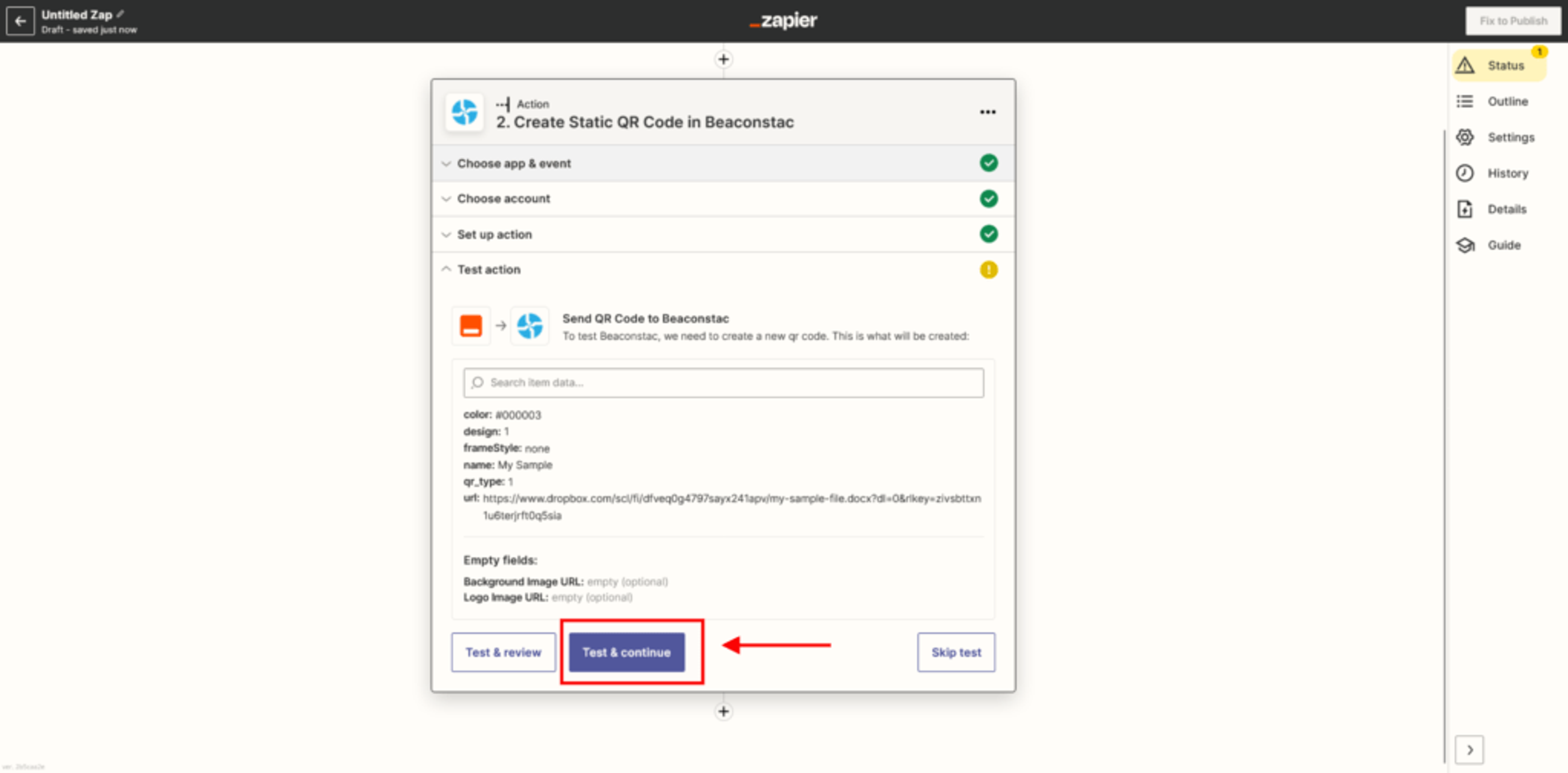 check if your Zap works
