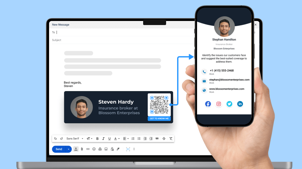 Digital business cards for insurance agents in email signature