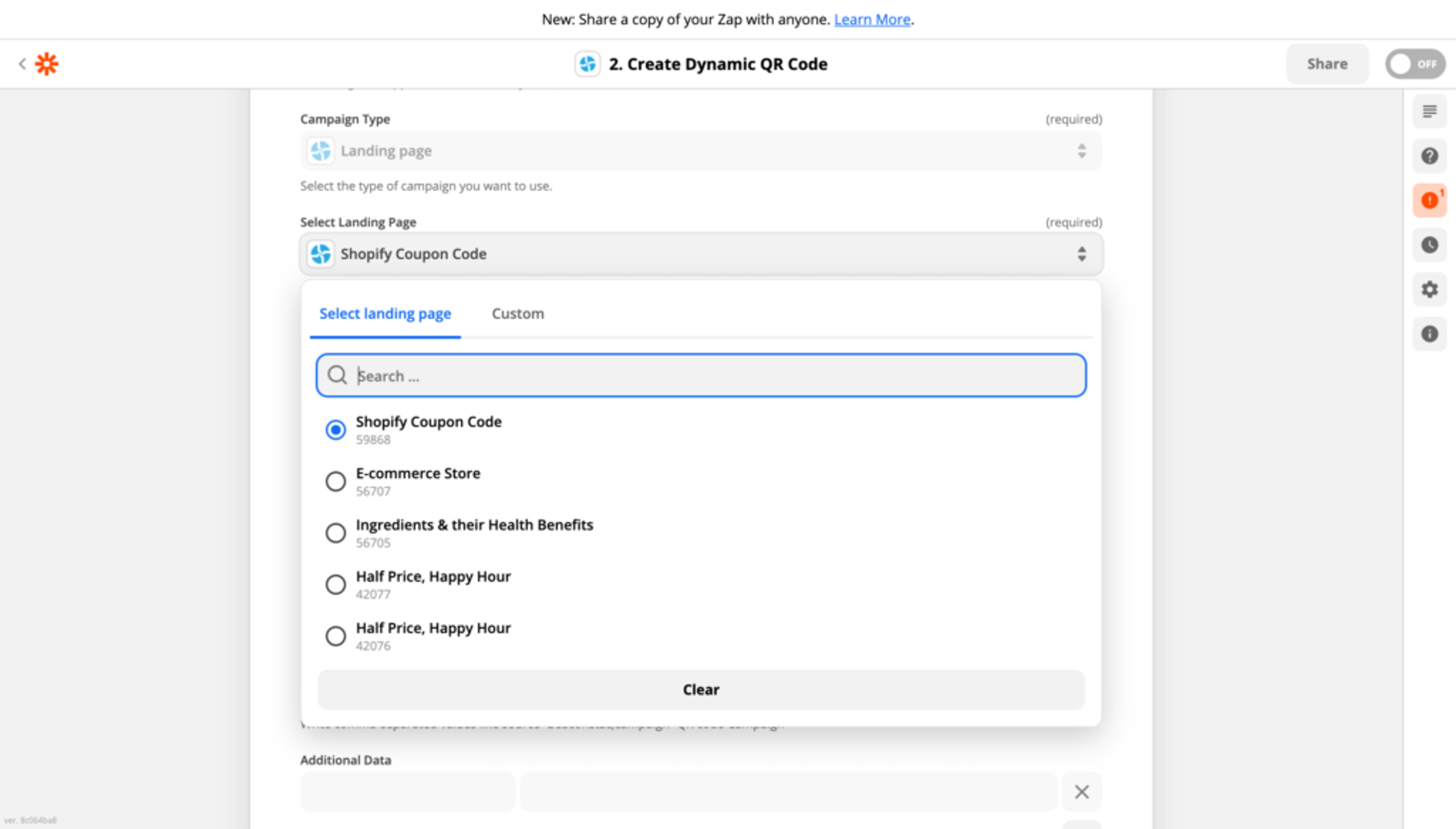 Set up your Zapier action