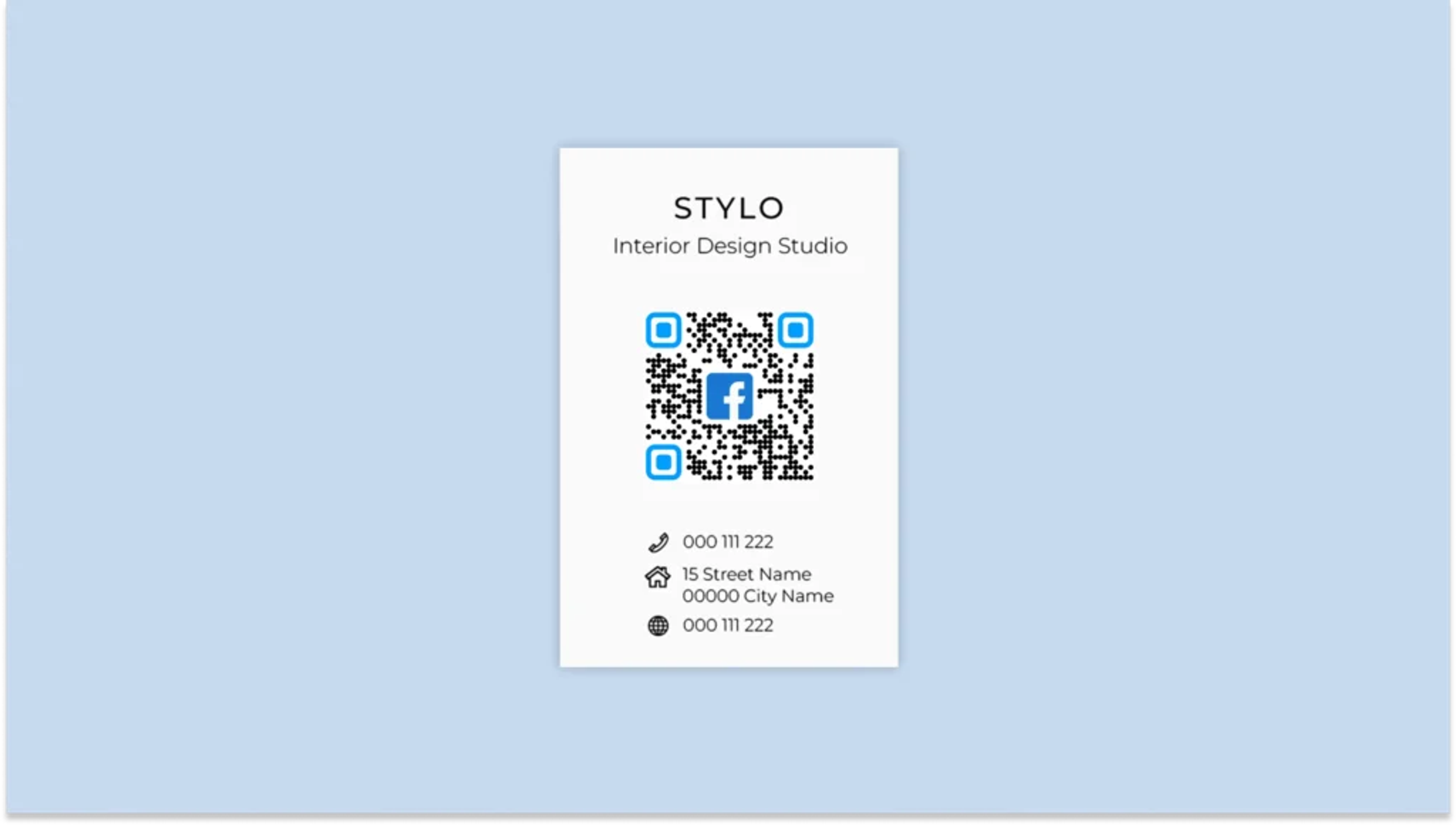 Business card with a QR Code linked to social media account