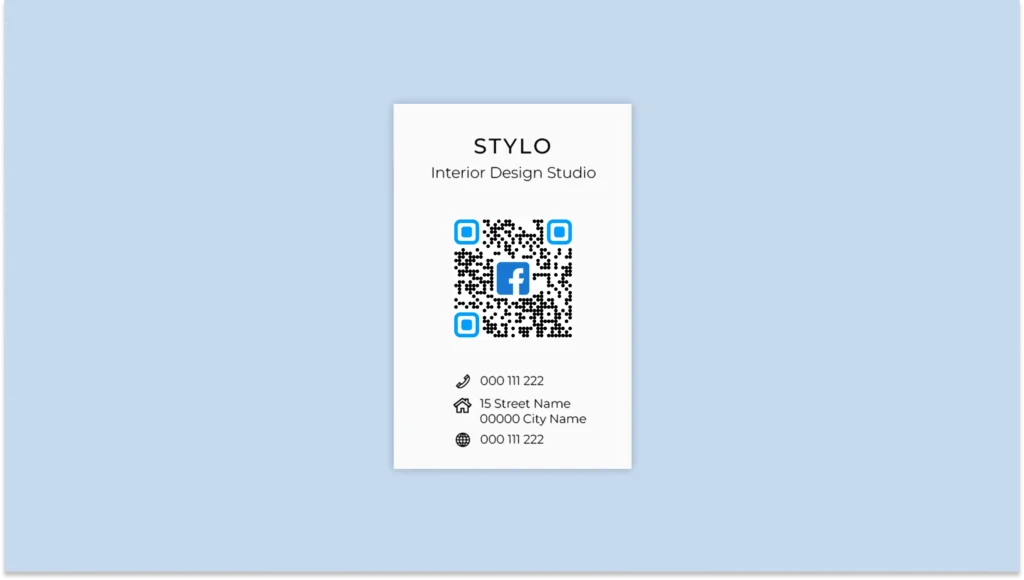 Business card with a QR Code linked to social media account