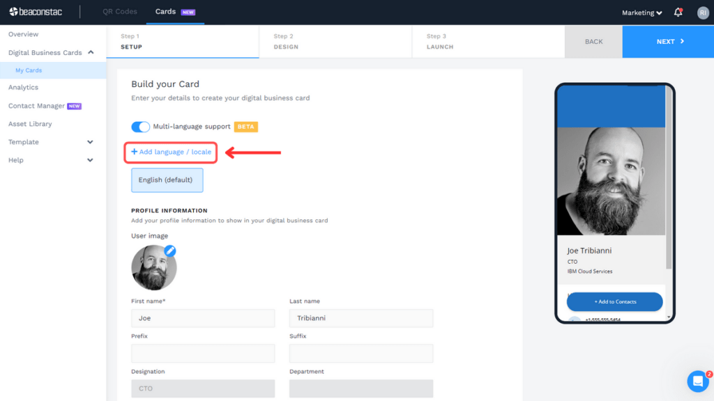 Add your required language or dialect