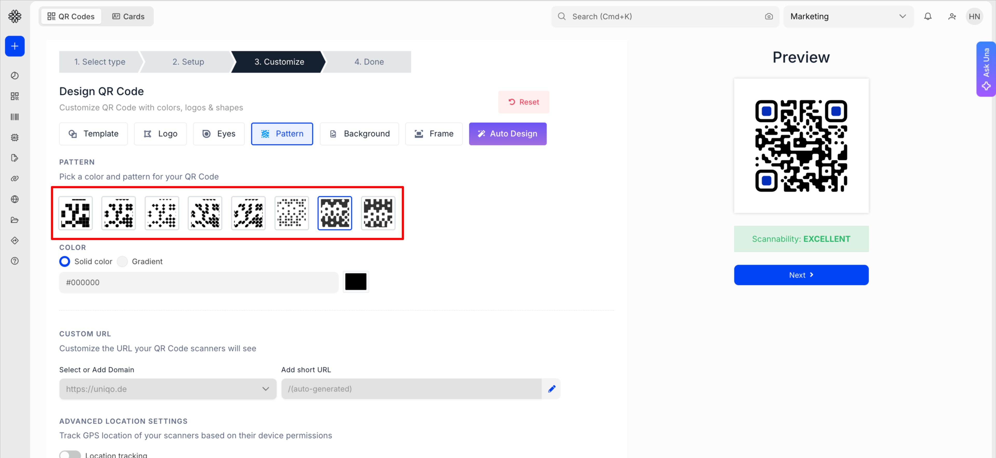 customize pattern for QR Code