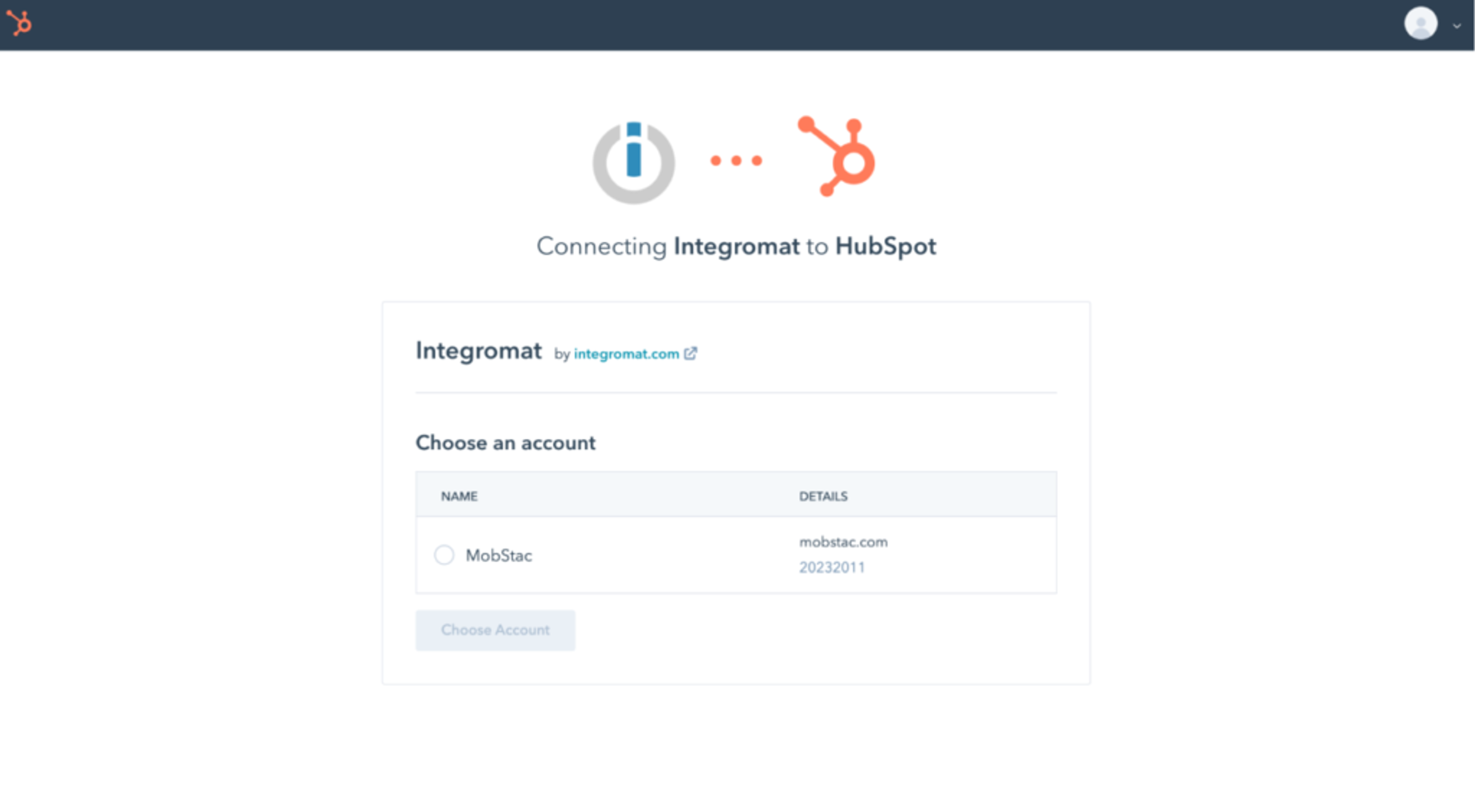 Choose your HubSpot CRM account