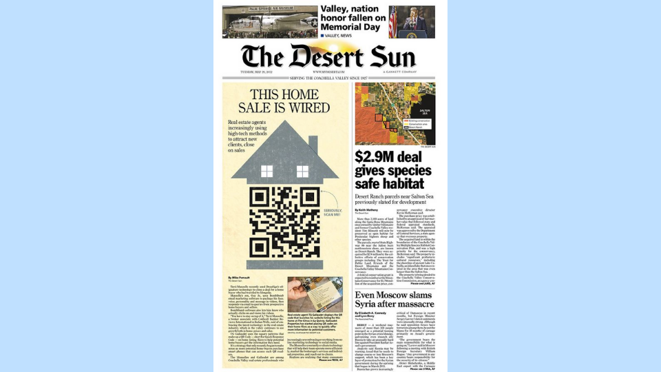 QR Codes on newspaper ads that link to real estate websites