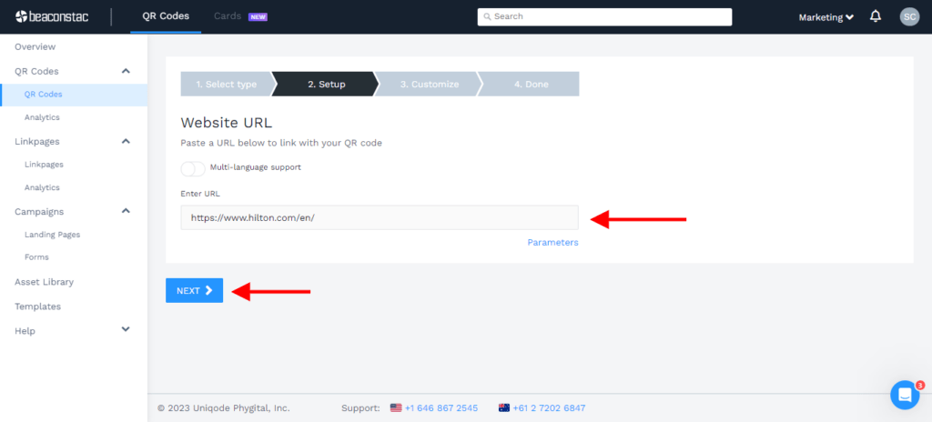 create-a-qr-code-for-a-magazine-step-two-paste-website-url-click-next
