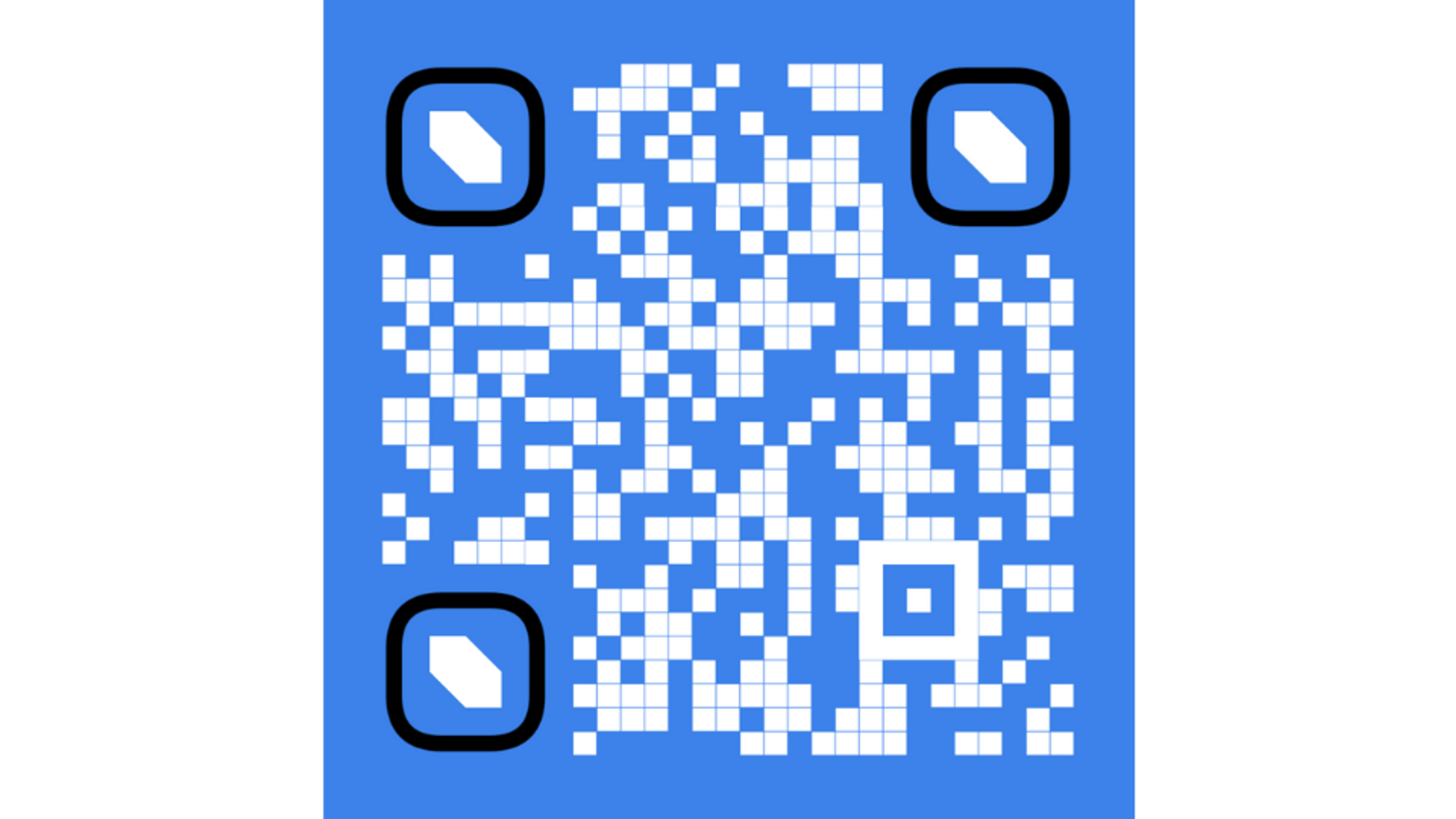 A white QR Code with a dark background