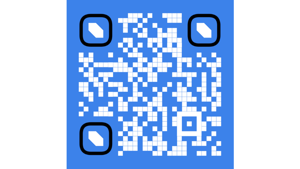 A white QR Code with a dark background