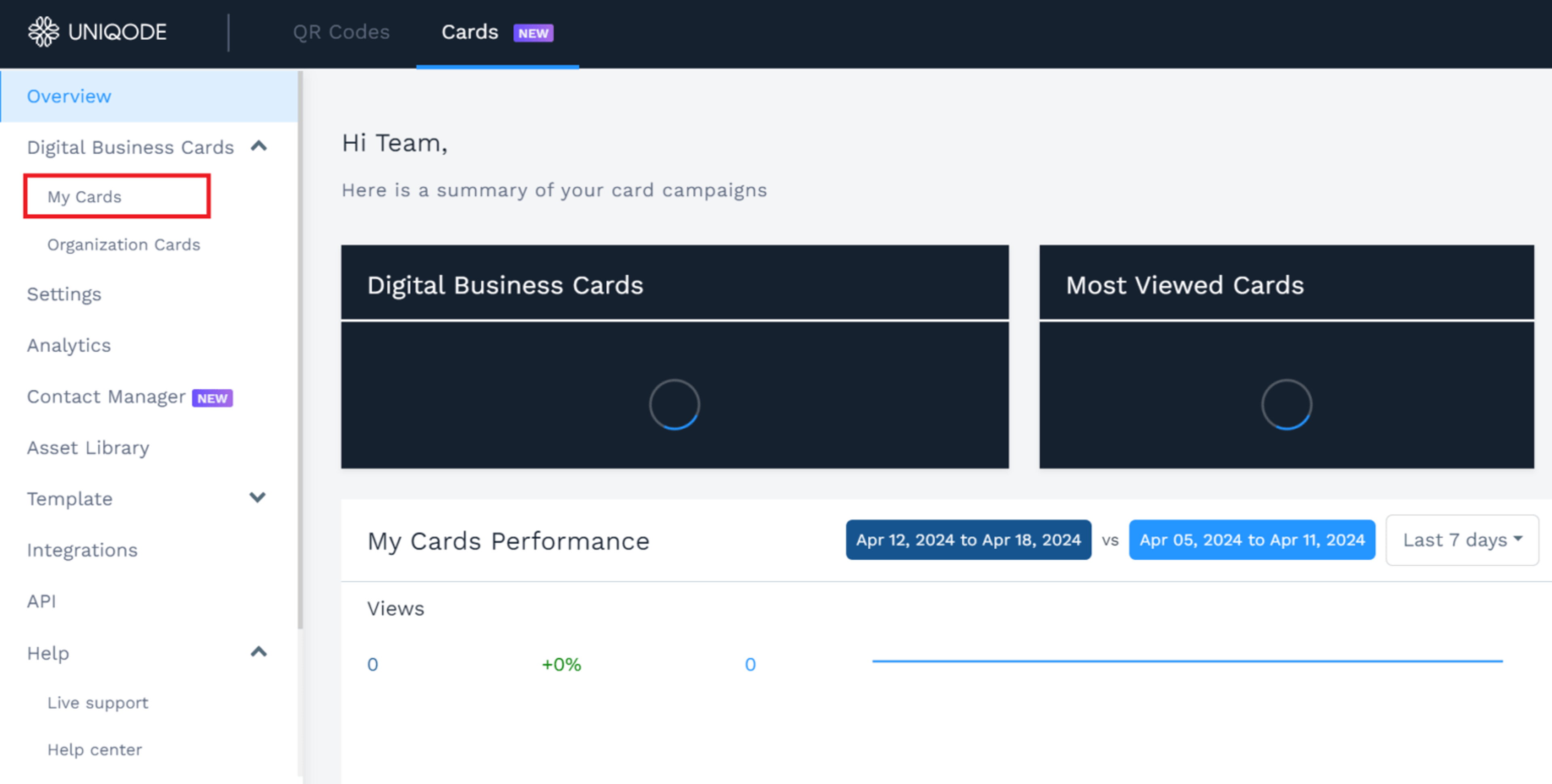 saved digital business cards on Uniqode