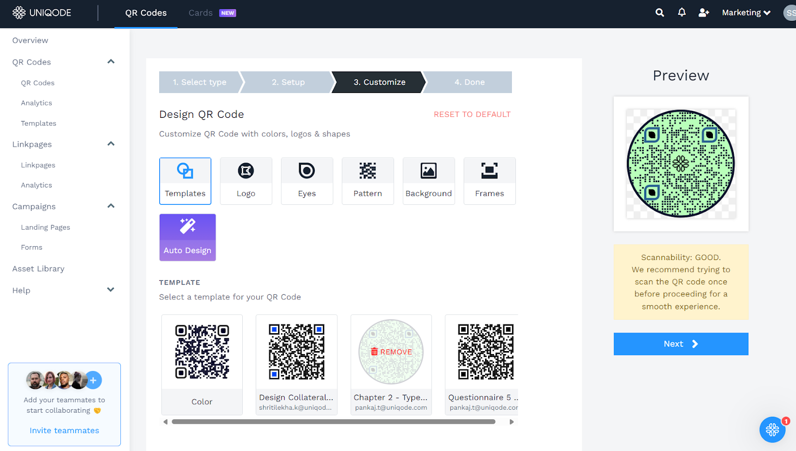 Step 3: Customize the QR Code to your liking